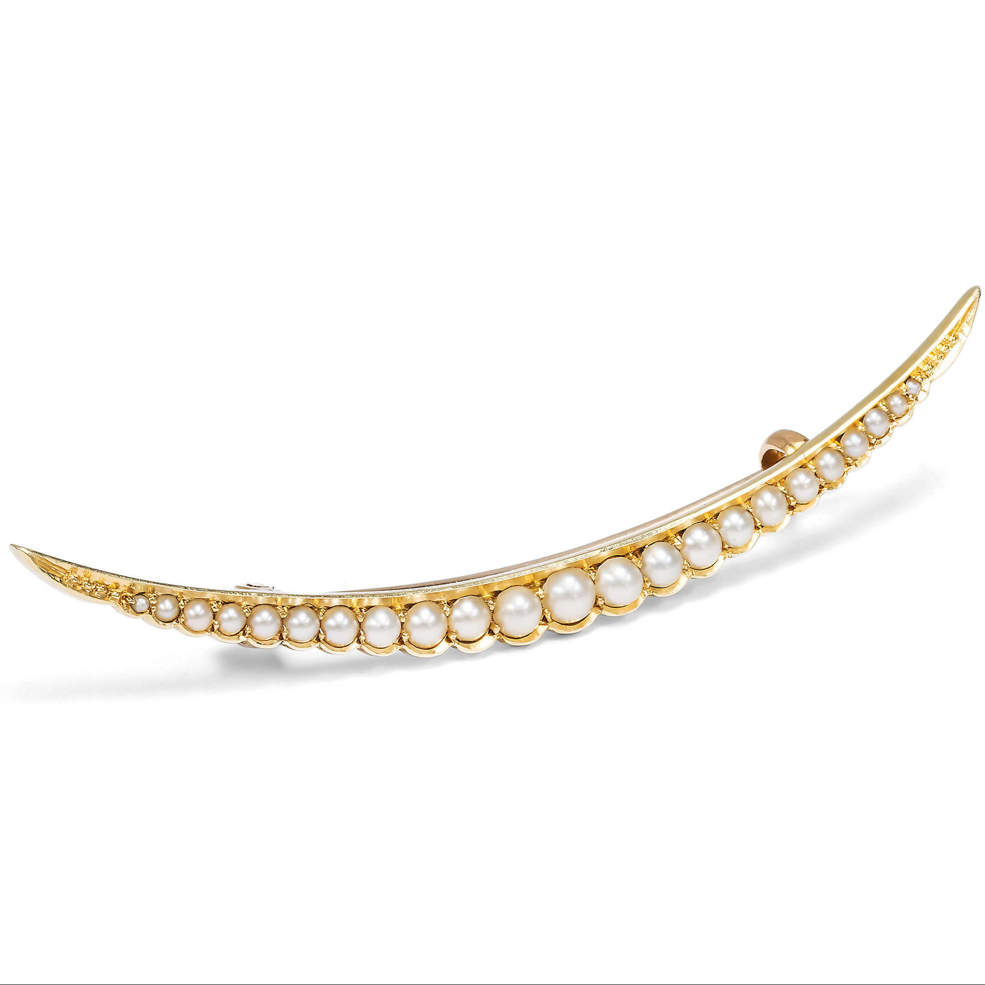 Elegante antike Brosche mit Naturperlen in Gold, um 1900 Elegante antike Brosche mit Naturperlen in Gold, um 1900