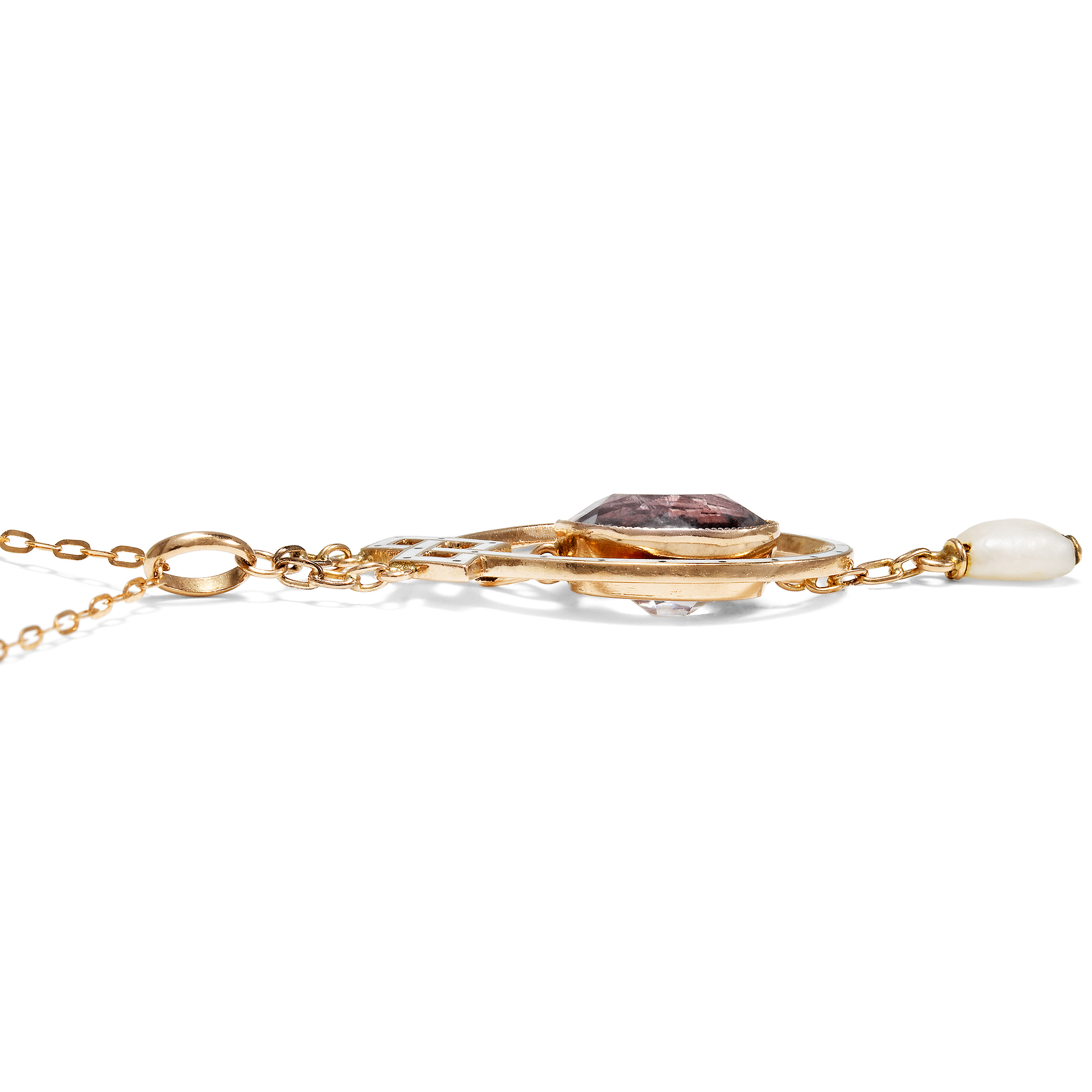 Elegantes Collier mit Amethyst & Naturperle in Rotgold von Liberty & Co., London, um 1910 Elegantes Collier mit Amethyst & Naturperle in Rotgold von Liberty & Co., London, um 1910
