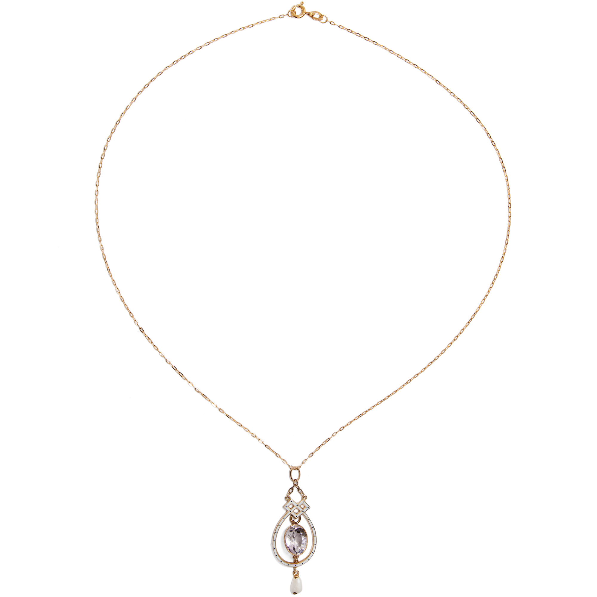 Elegantes Collier mit Amethyst & Naturperle in Rotgold von Liberty & Co., London, um 1910 Elegantes Collier mit Amethyst & Naturperle in Rotgold von Liberty & Co., London, um 1910