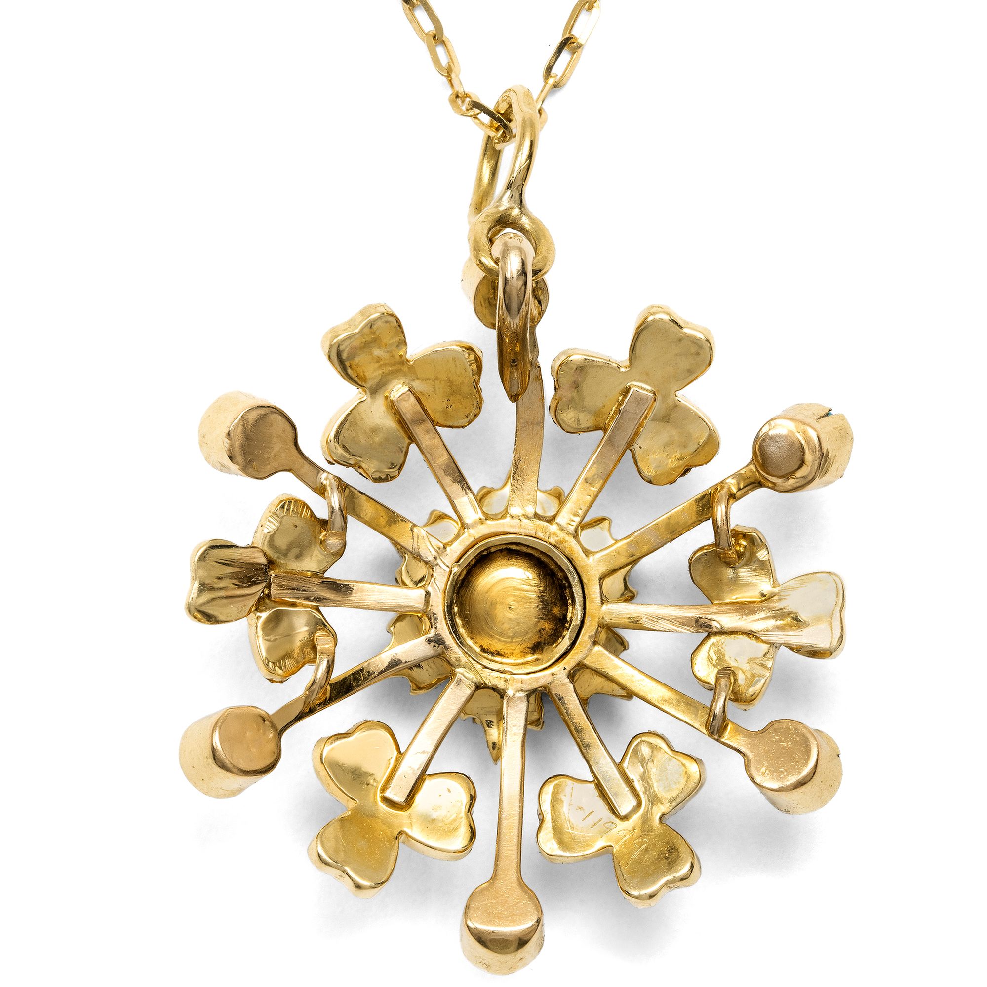 Zarter floraler Anhänger mit Türkisen & Naturperlen in Gold, England um 1910 Zarter floraler Anhänger mit Türkisen & Naturperlen in Gold, England um 1910