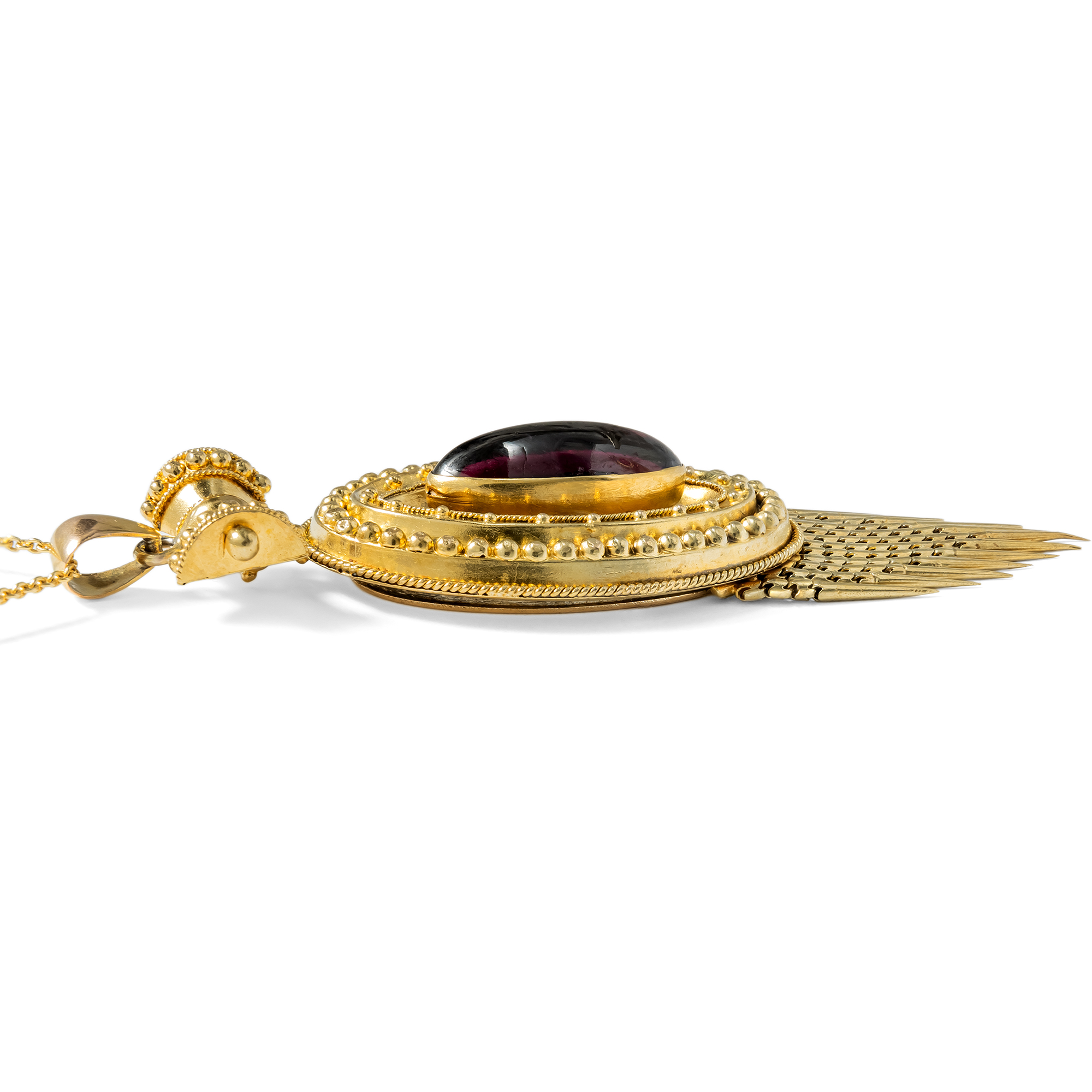 Victorian Almandine Garnet & Bloomed Gold Locket Pendant, c. 1870 Victorian Almandine Garnet & Bloomed Gold Locket Pendant, c. 1870