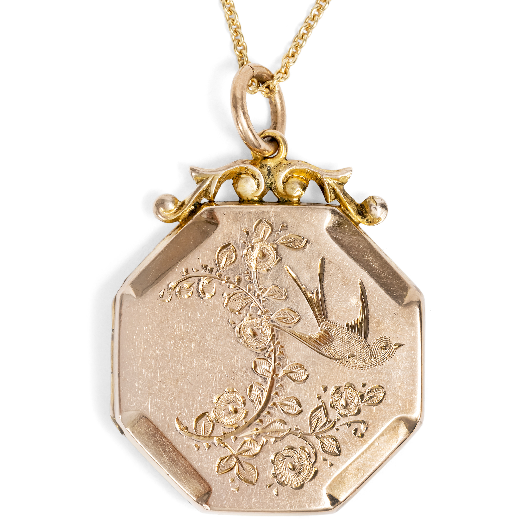 Romantisches viktorianisches Medaillon mit „Love Bird“, England um 1890 Romantisches viktorianisches Medaillon mit „Love Bird“, England um 1890