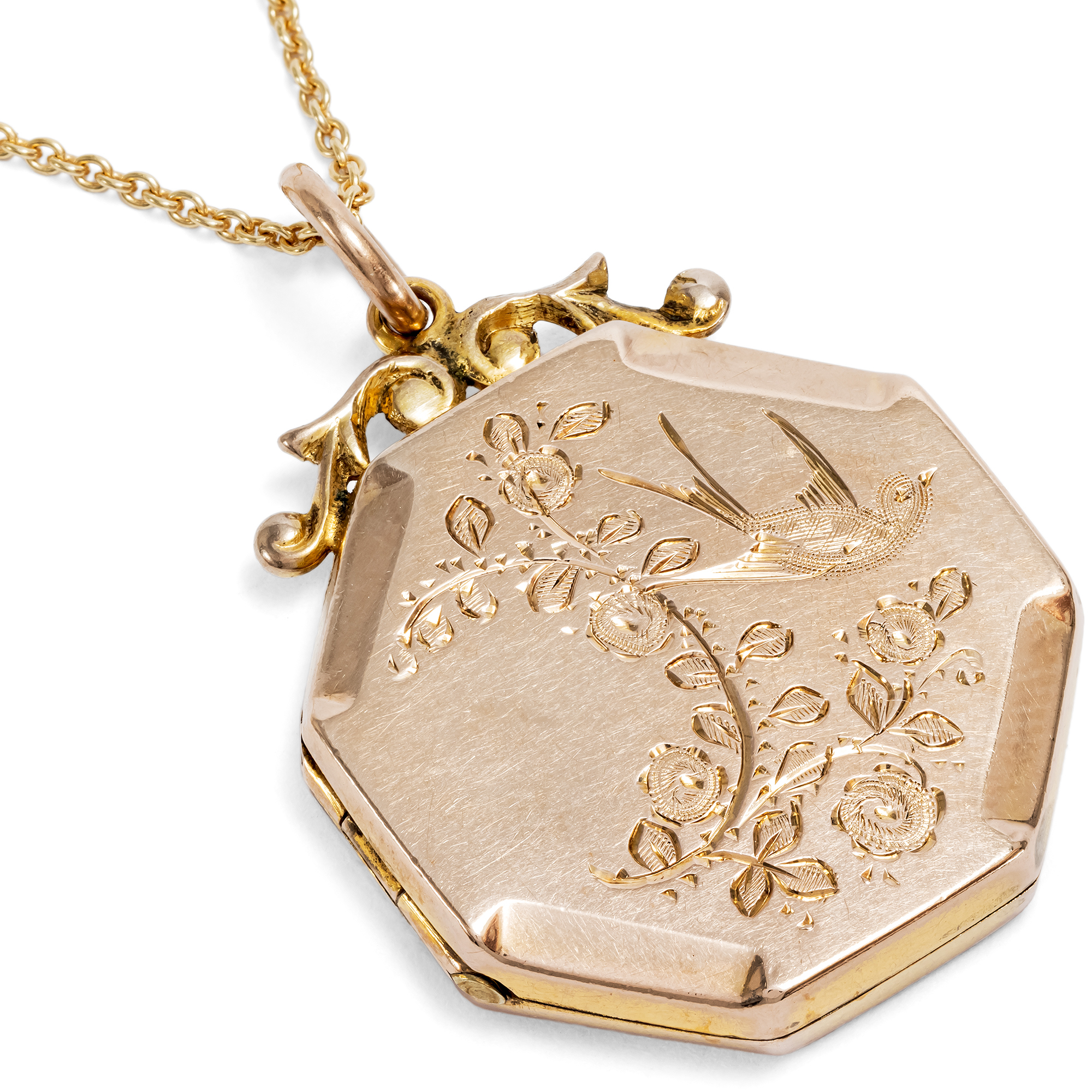 Romantisches viktorianisches Medaillon mit „Love Bird“, England um 1890 Romantisches viktorianisches Medaillon mit „Love Bird“, England um 1890