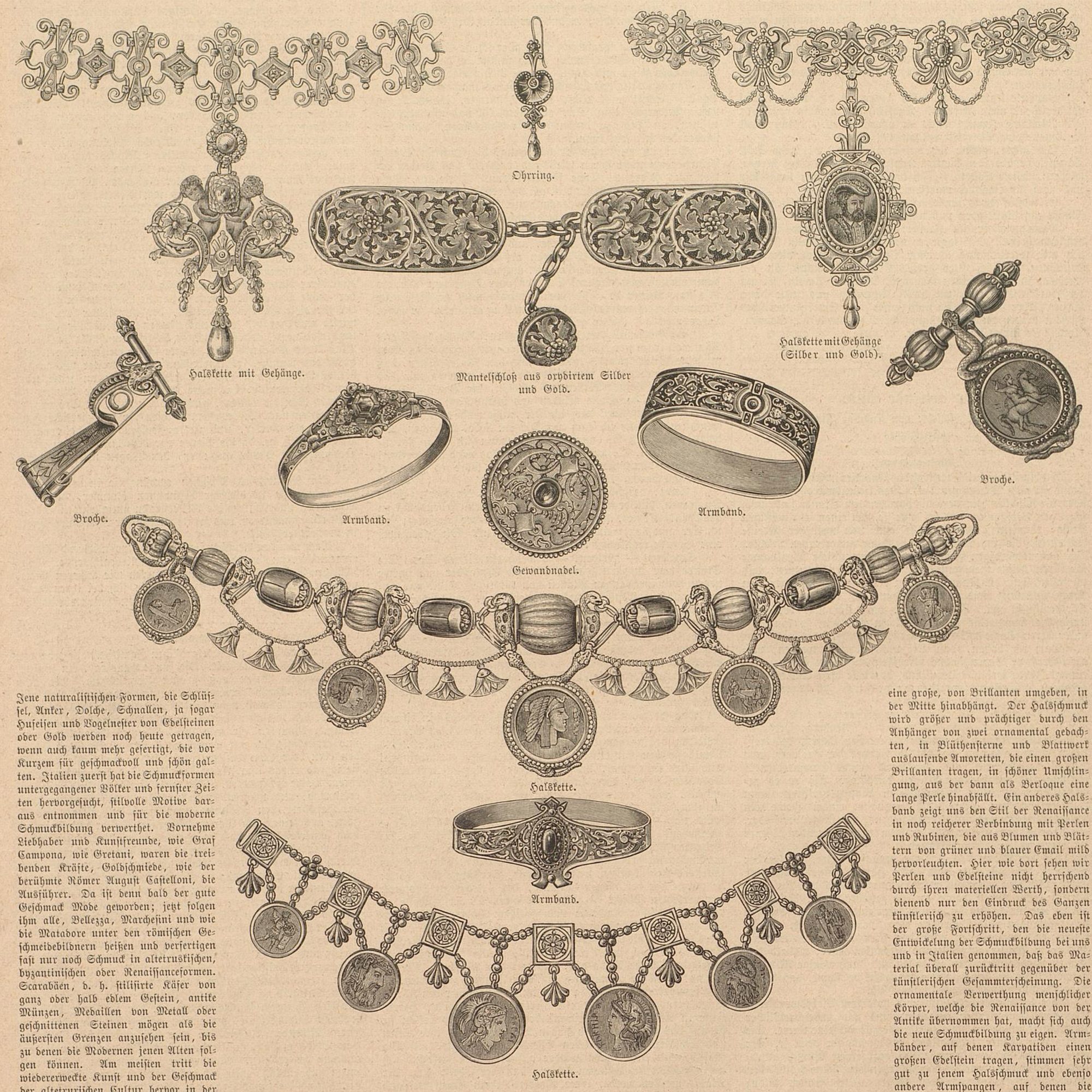 Zartes Collier des Historismus mit neun Kameen aus Achat, um 1880 Zartes Collier des Historismus mit neun Kameen aus Achat, um 1880