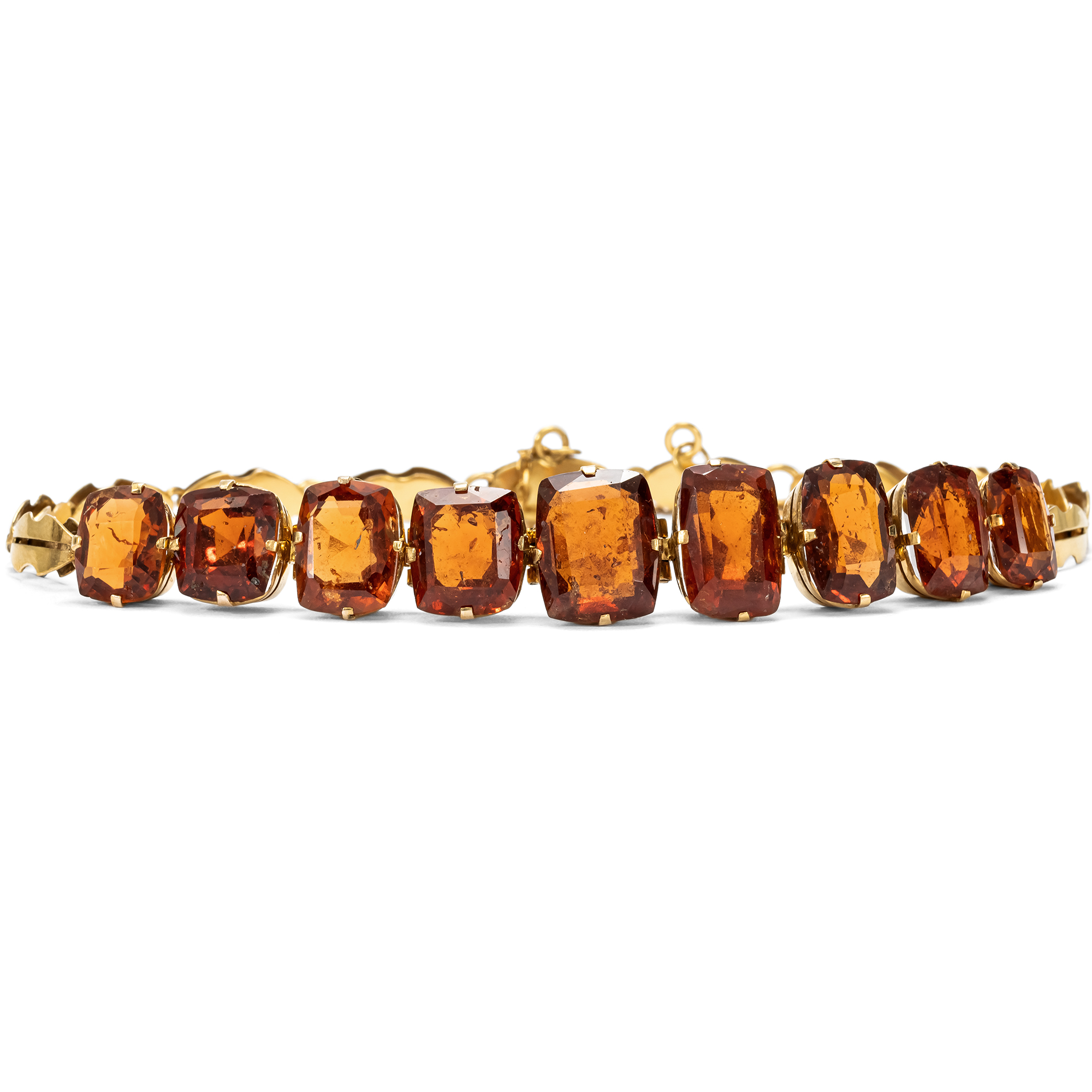 Antikes Armband mit Hessonit-Granaten in Gold, um 1920 Antikes Armband mit Hessonit-Granaten in Gold, um 1920