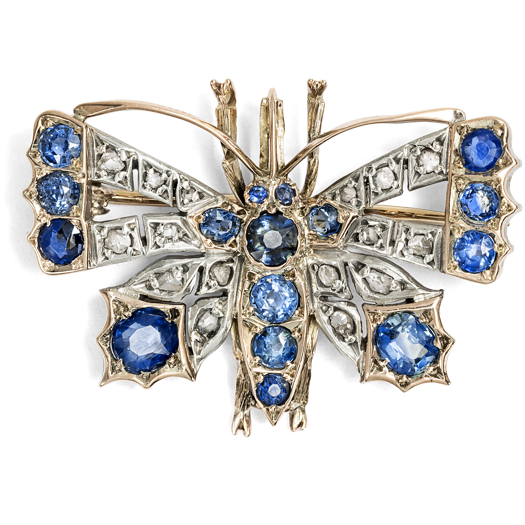 Viktorianischer Schmetterling mit Diamanten & Saphiren, um 1890 Viktorianischer Schmetterling mit Diamanten & Saphiren, um 1890