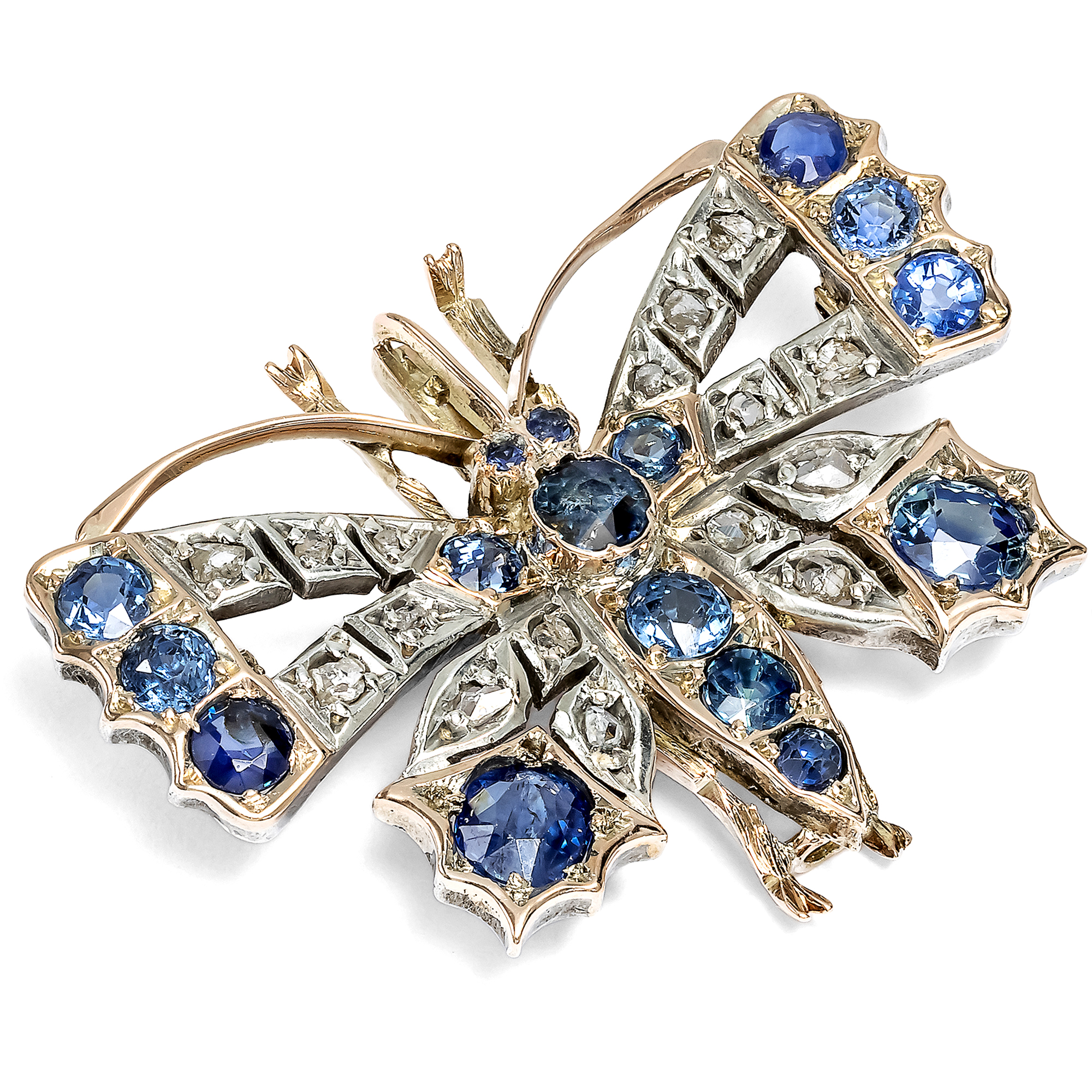 Viktorianischer Schmetterling mit Diamanten & Saphiren, um 1890 Viktorianischer Schmetterling mit Diamanten & Saphiren, um 1890