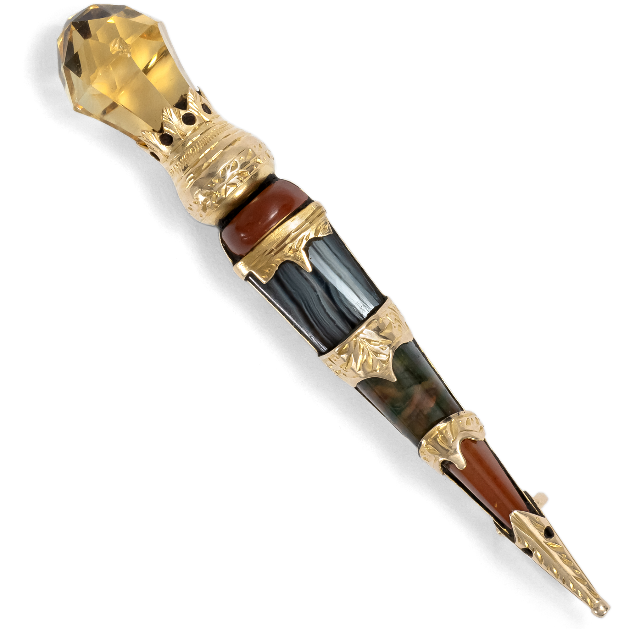Viktorianische Kiltnadel in Form eines Dirks in Gold, um 1890 Viktorianische Kiltnadel in Form eines Dirks in Gold, um 1890