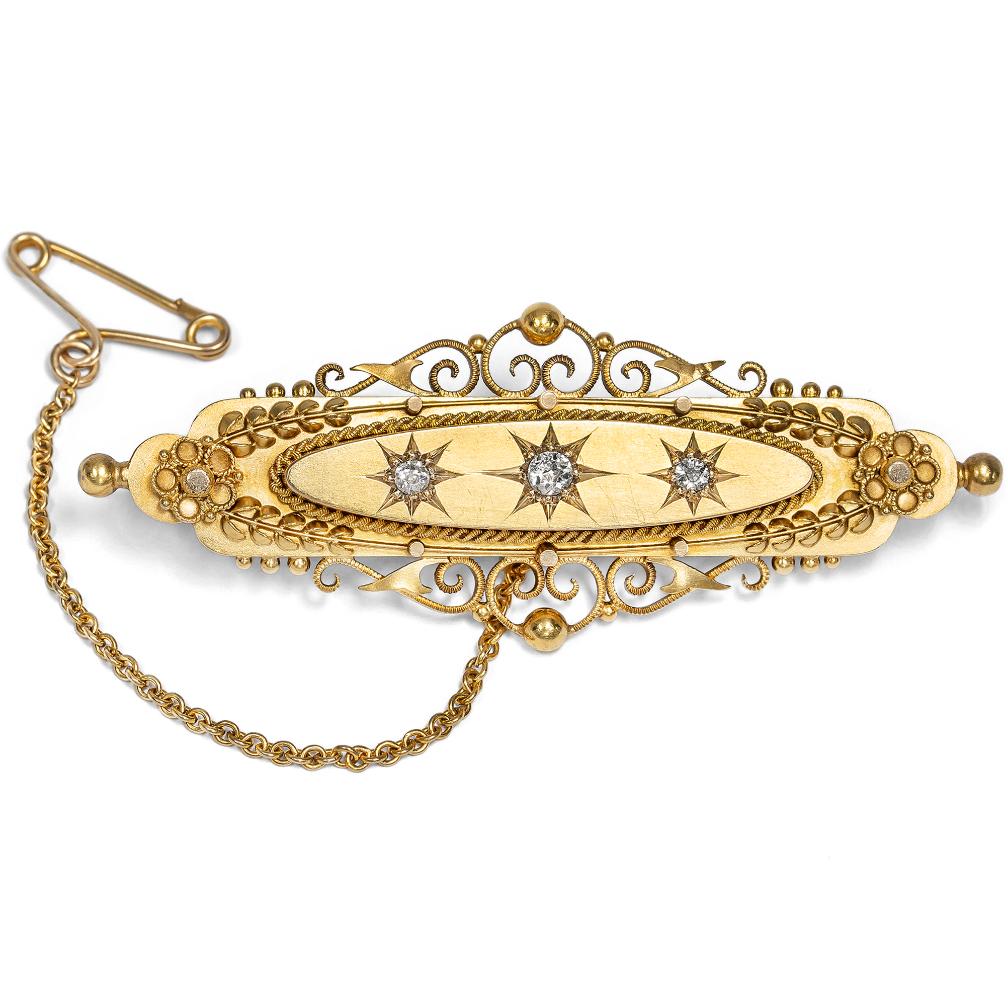 Antike Brosche mit Diamanten in Gold, Birmingham 1906 Antike Brosche mit Diamanten in Gold, Birmingham 1906