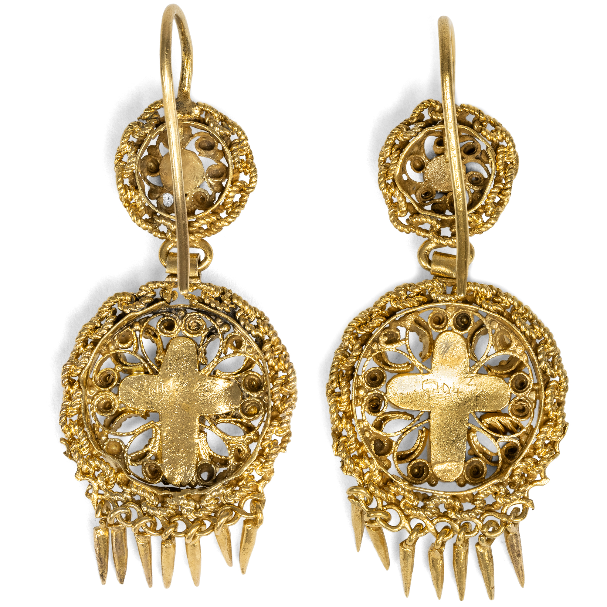 Antike Ohrringe aus Gold mit natürlichen Türkisen, England um 1870 Antike Ohrringe aus Gold mit natürlichen Türkisen, England um 1870