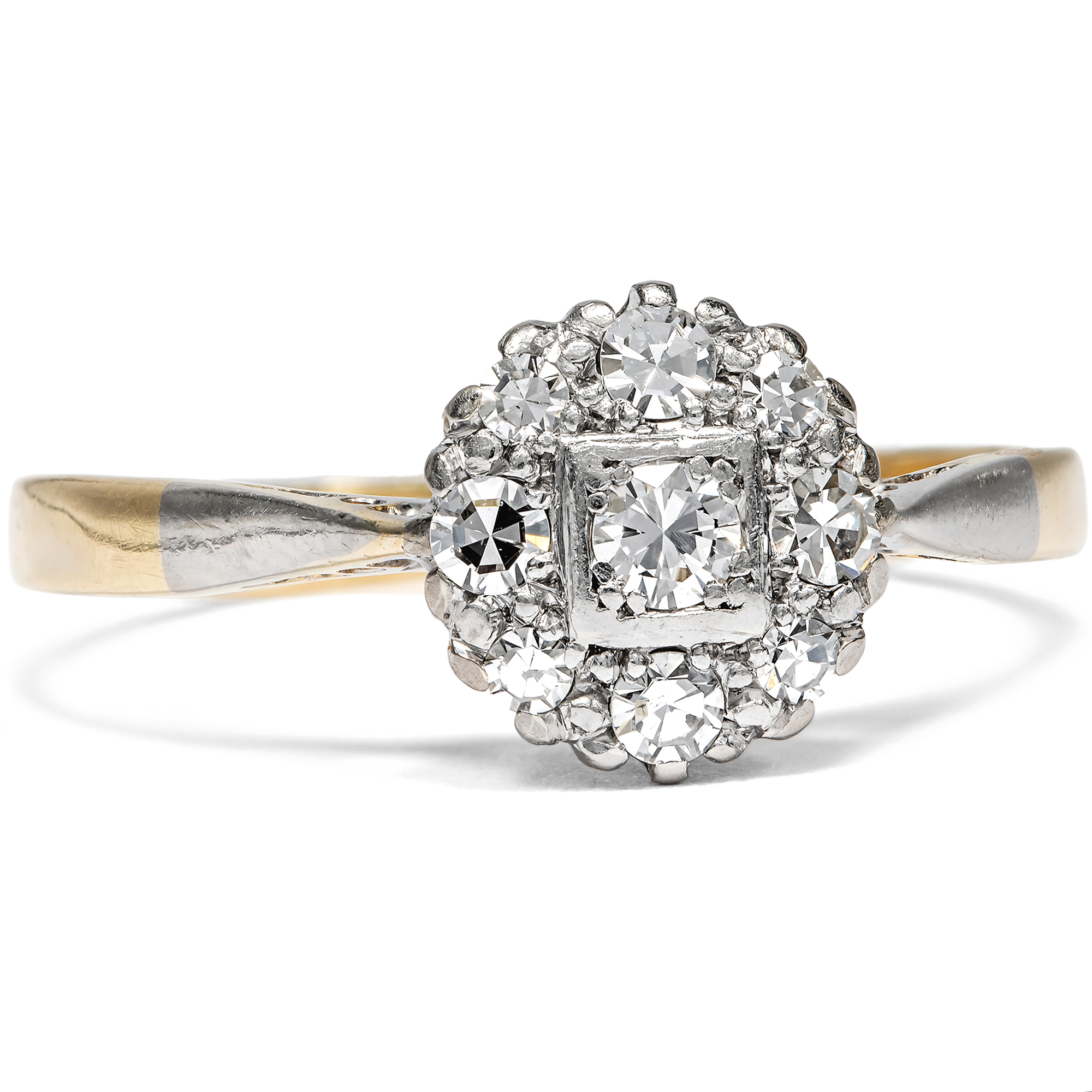 Antiker Ring mit Diamanten in Gold & Platin, Großbritannien um 1930 Antiker Ring mit Diamanten in Gold & Platin, Großbritannien um 1930