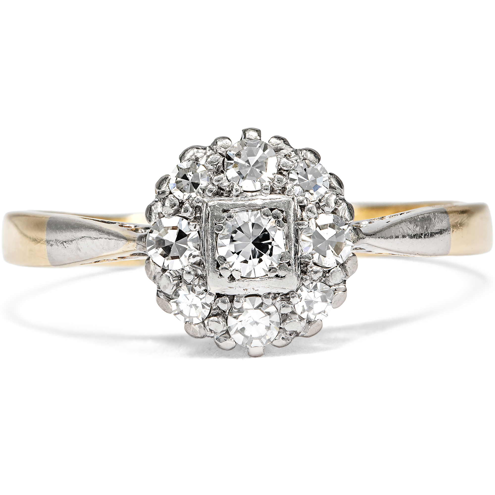 Antiker Ring mit Diamanten in Gold & Platin, Großbritannien um 1930 Antiker Ring mit Diamanten in Gold & Platin, Großbritannien um 1930
