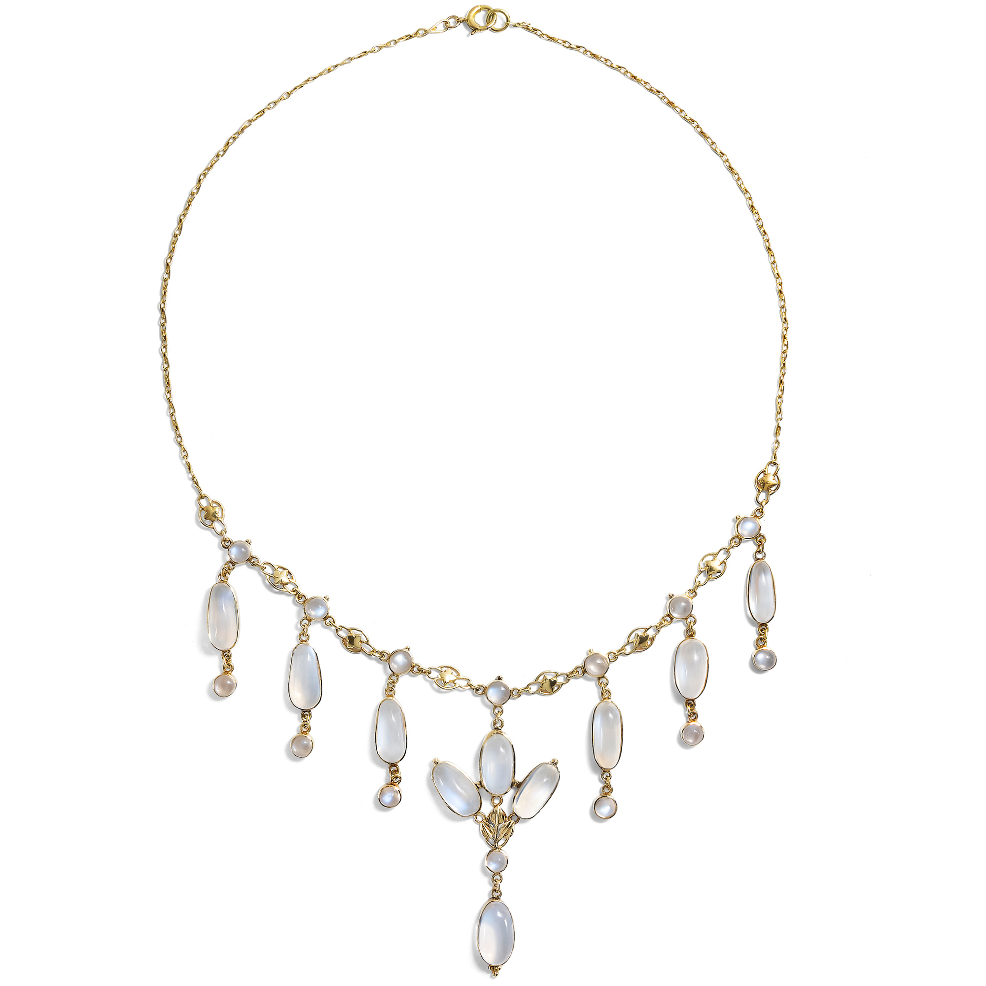 Bezauberndes Collier mit Mondsteinen in Gold, England um 1895 Bezauberndes Collier mit Mondsteinen in Gold, England um 1895