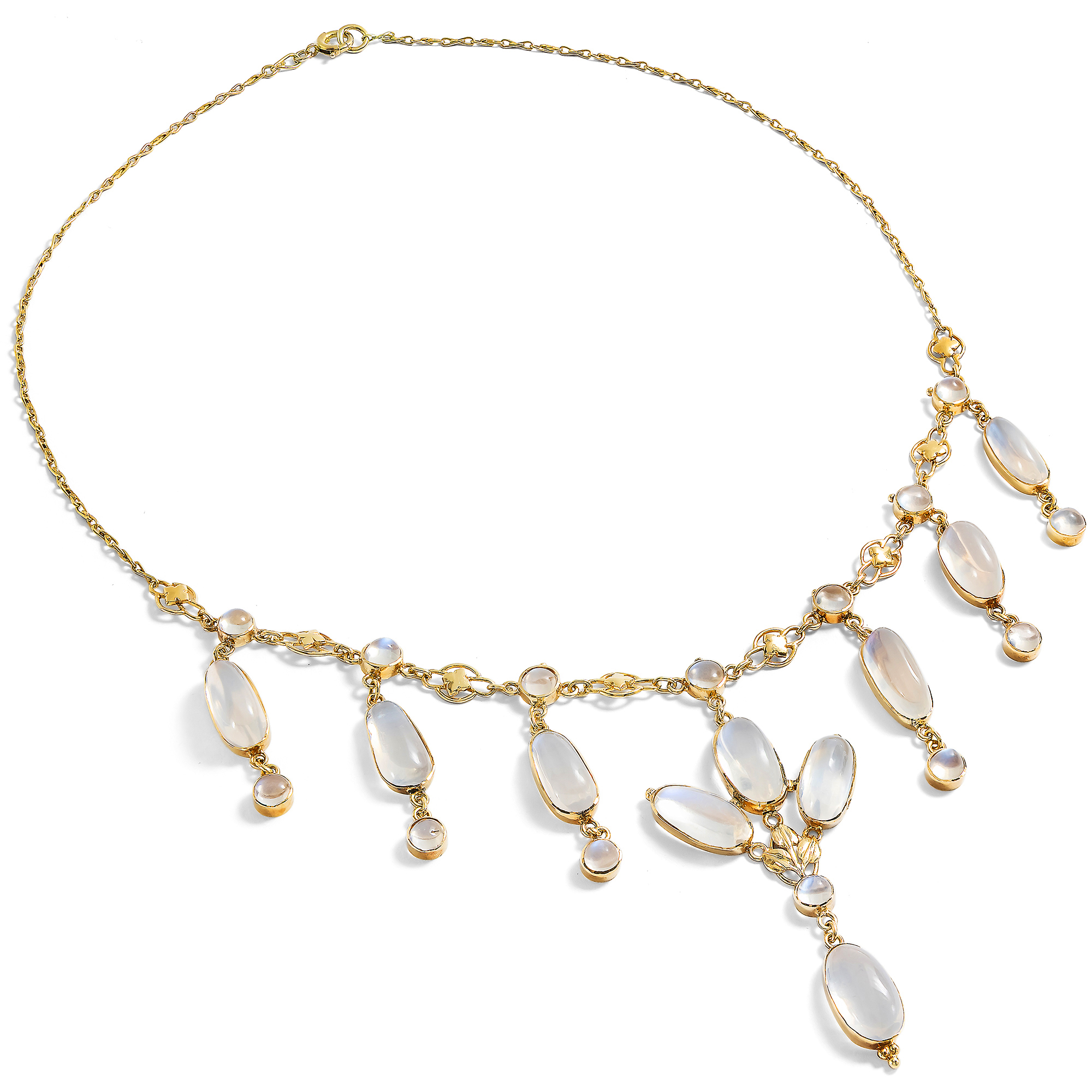 Bezauberndes Collier mit Mondsteinen in Gold, England um 1895 Bezauberndes Collier mit Mondsteinen in Gold, England um 1895