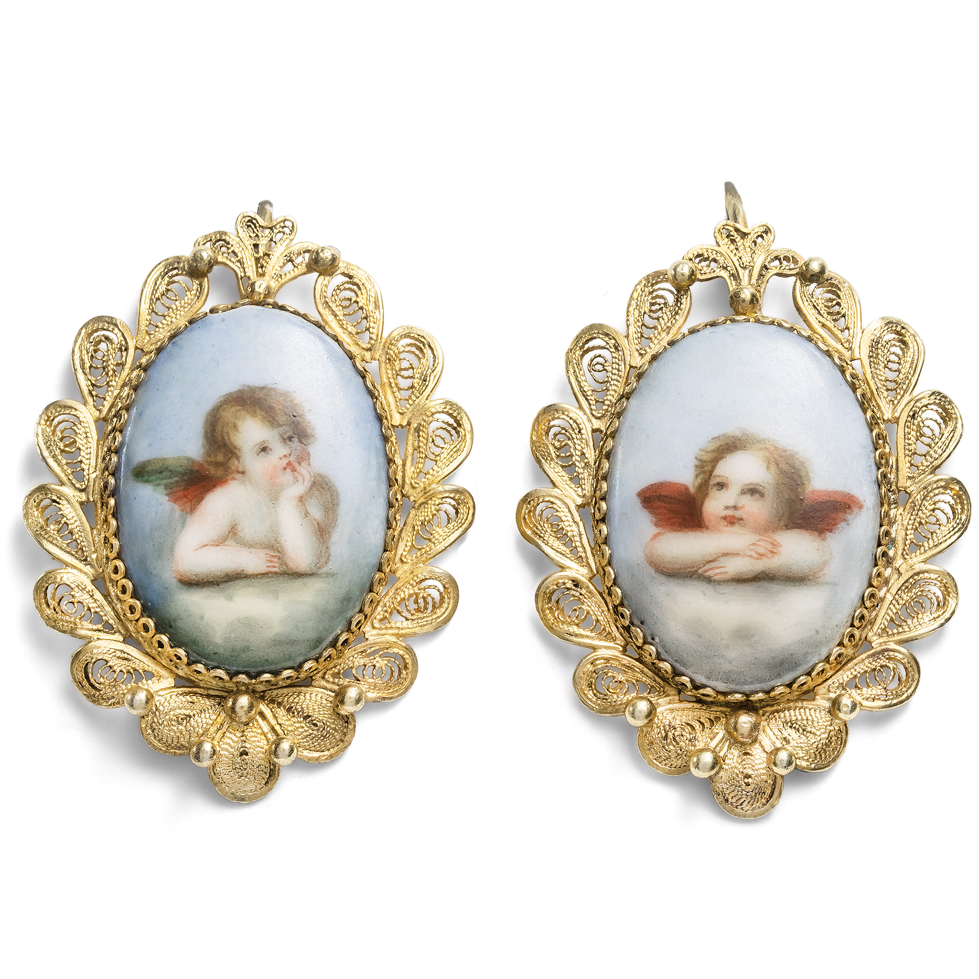 Antique Demi-Parure with Enamel Plaques of the Sistine Madonna, c. 1870 Antique Demi-Parure with Enamel Plaques of the Sistine Madonna, c. 1870