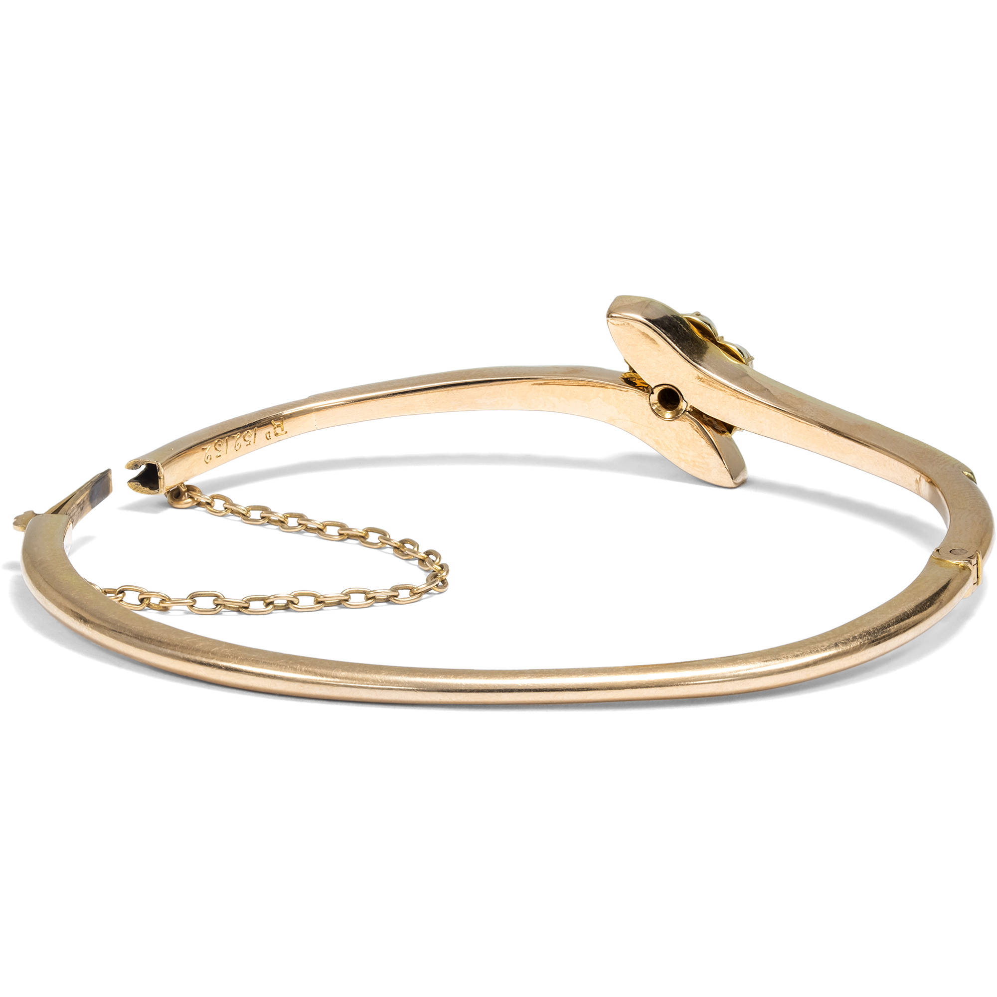 Eleganter antiker Armreif mit Orientperlen & Diamant in Gold, um 1890 Eleganter antiker Armreif mit Orientperlen & Diamant in Gold, um 1890