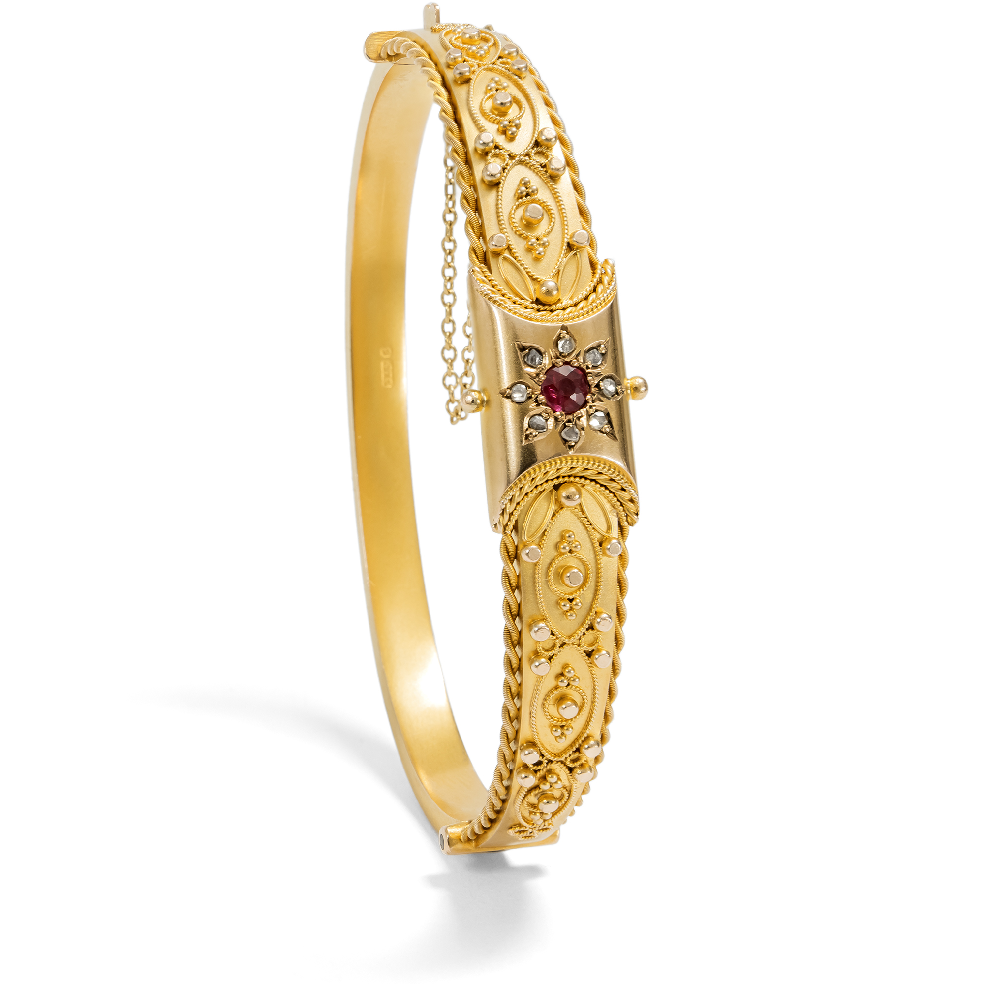 Antiker Armreif aus Gold mit Rubin & Diamanten, England 1911 Antiker Armreif aus Gold mit Rubin & Diamanten, England 1911