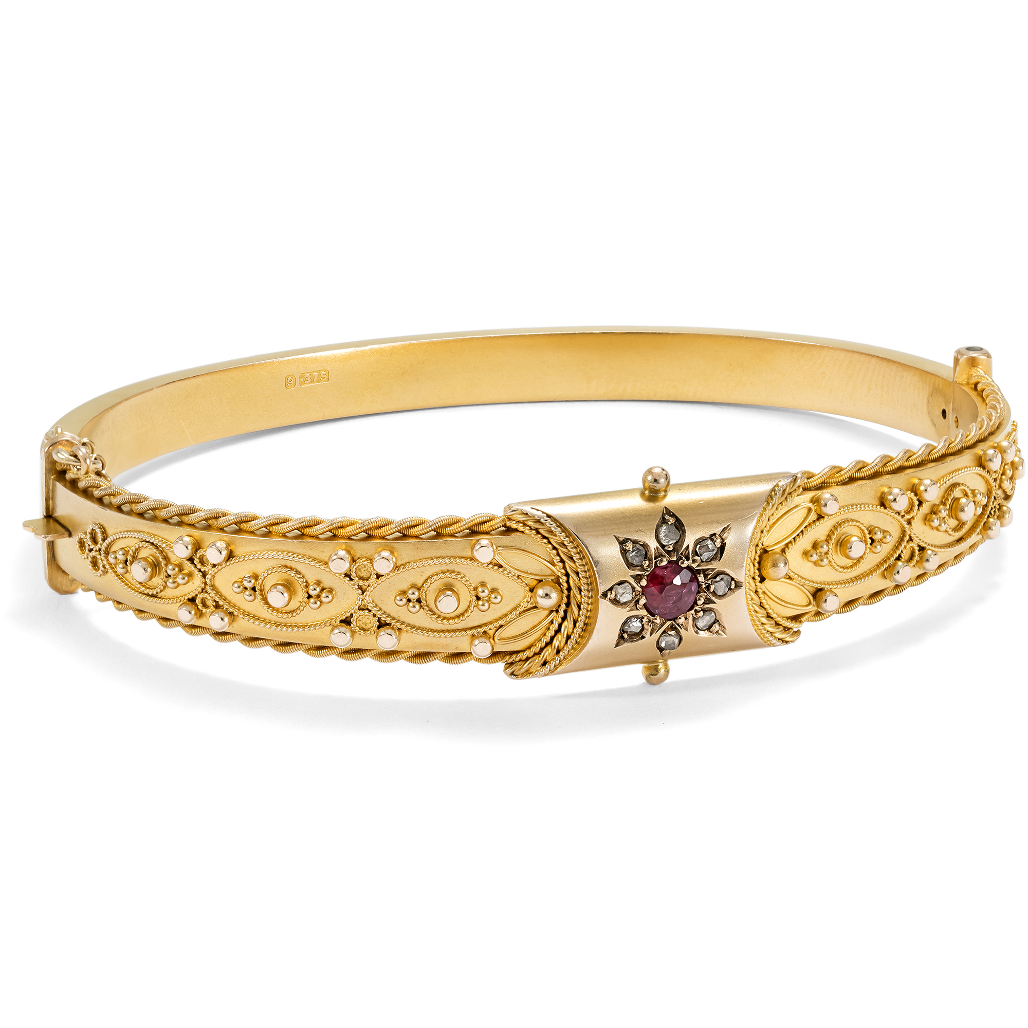 Antiker Armreif aus Gold mit Rubin & Diamanten, England 1911 Antiker Armreif aus Gold mit Rubin & Diamanten, England 1911