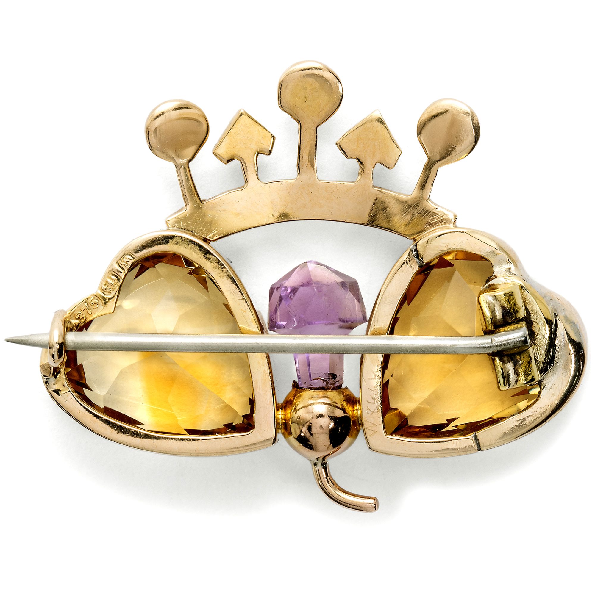 Viktorianische Brosche mit Citrinen, Amethyst & Perlen in Gold, Birmingham 1896 Viktorianische Brosche mit Citrinen, Amethyst & Perlen in Gold, Birmingham 1896