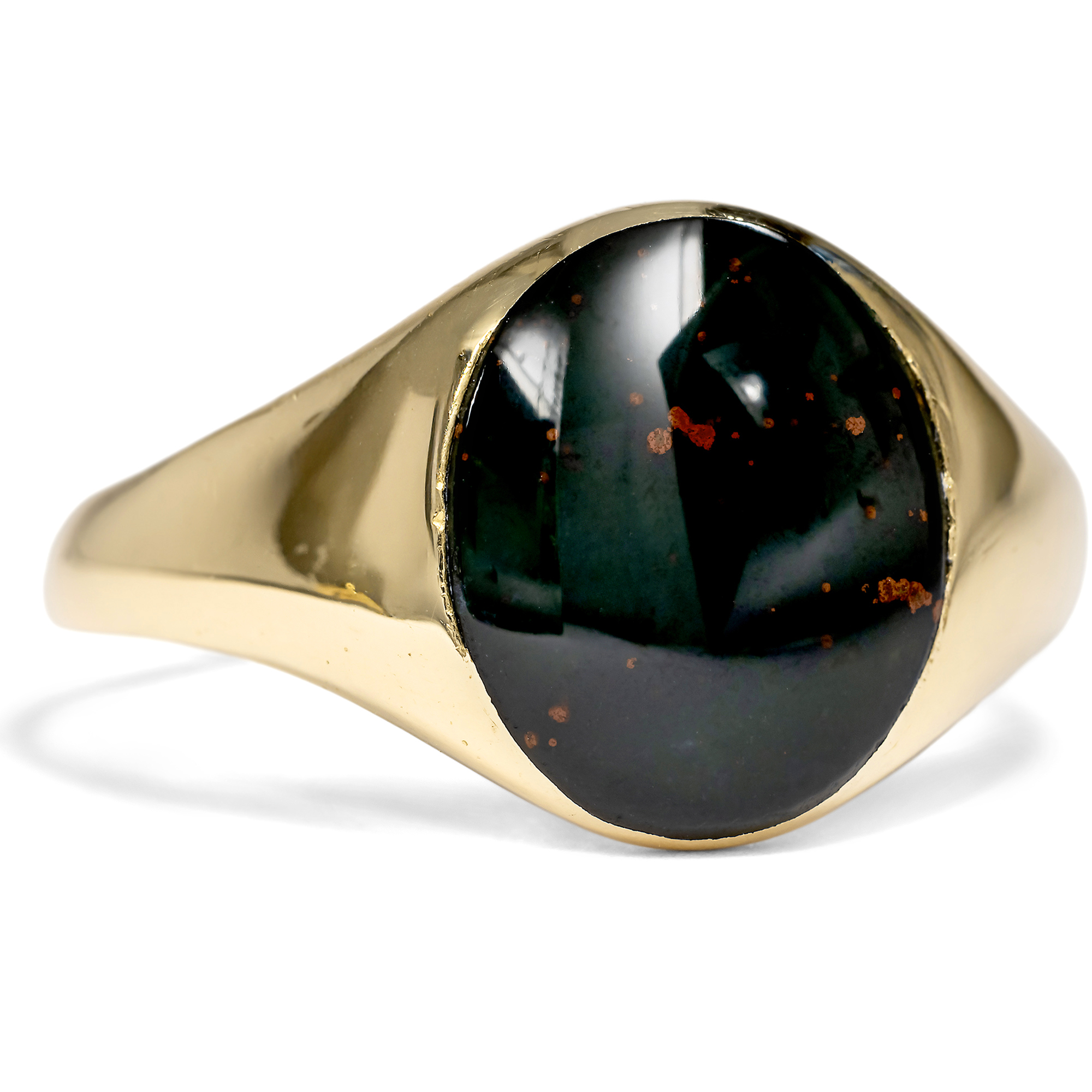 Eleganter Ring mit Heliotrop in Gold, Birmingham 1926 Eleganter Ring mit Heliotrop in Gold, Birmingham 1926