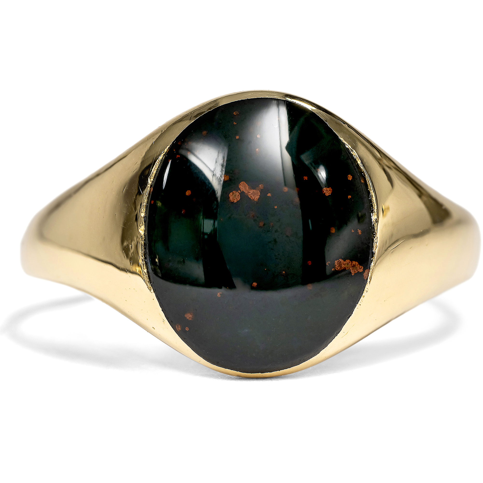 Eleganter Ring mit Heliotrop in Gold, Birmingham 1926 Eleganter Ring mit Heliotrop in Gold, Birmingham 1926