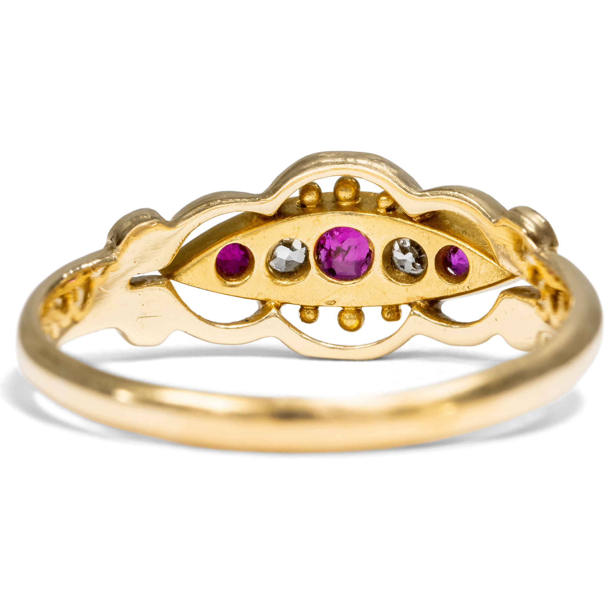 Viktorianischer Ring mit Rubinen & Diamanten in Gold, England um 1900 Viktorianischer Ring mit Rubinen & Diamanten in Gold, England um 1900