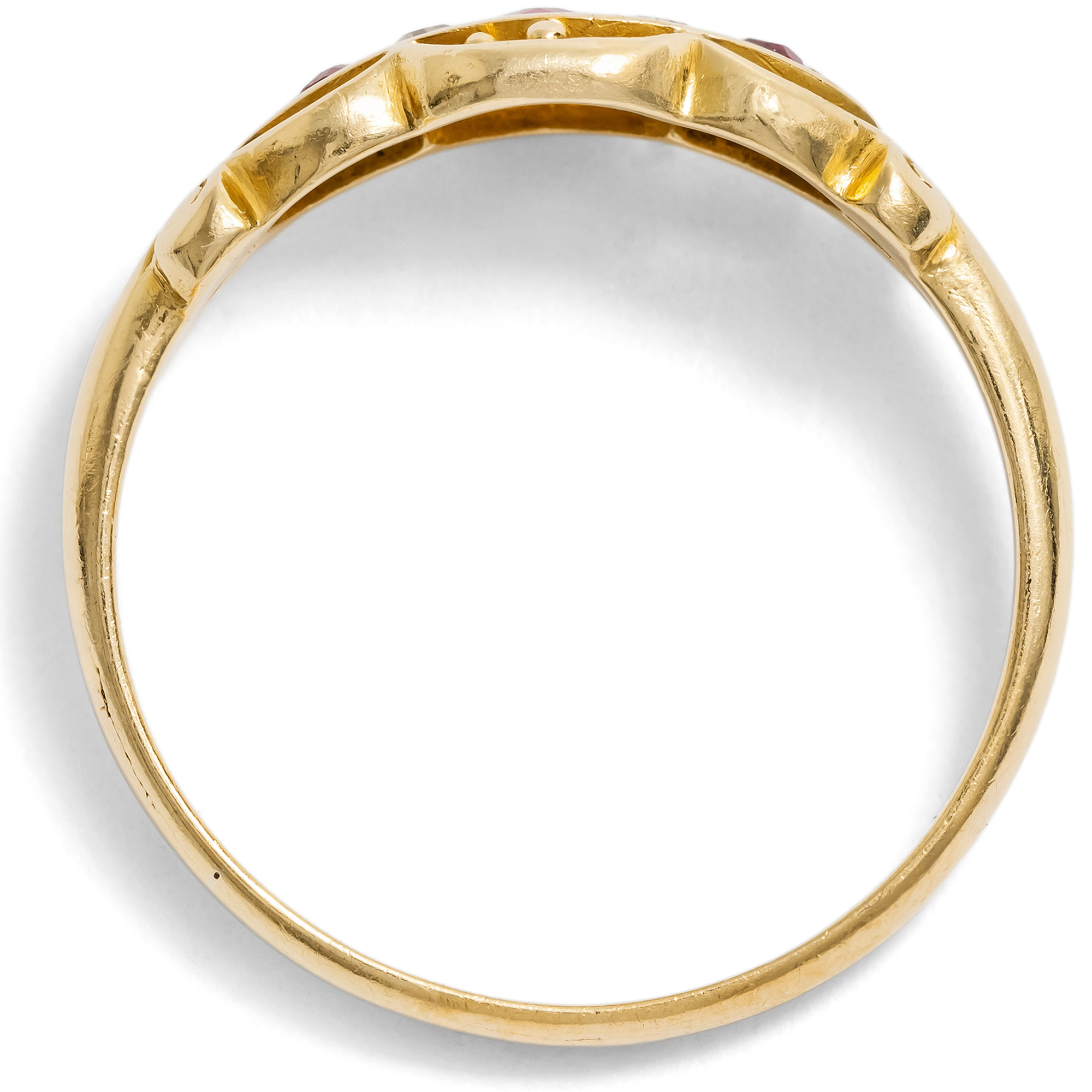 Viktorianischer Ring mit Rubinen & Diamanten in Gold, England um 1900 Viktorianischer Ring mit Rubinen & Diamanten in Gold, England um 1900