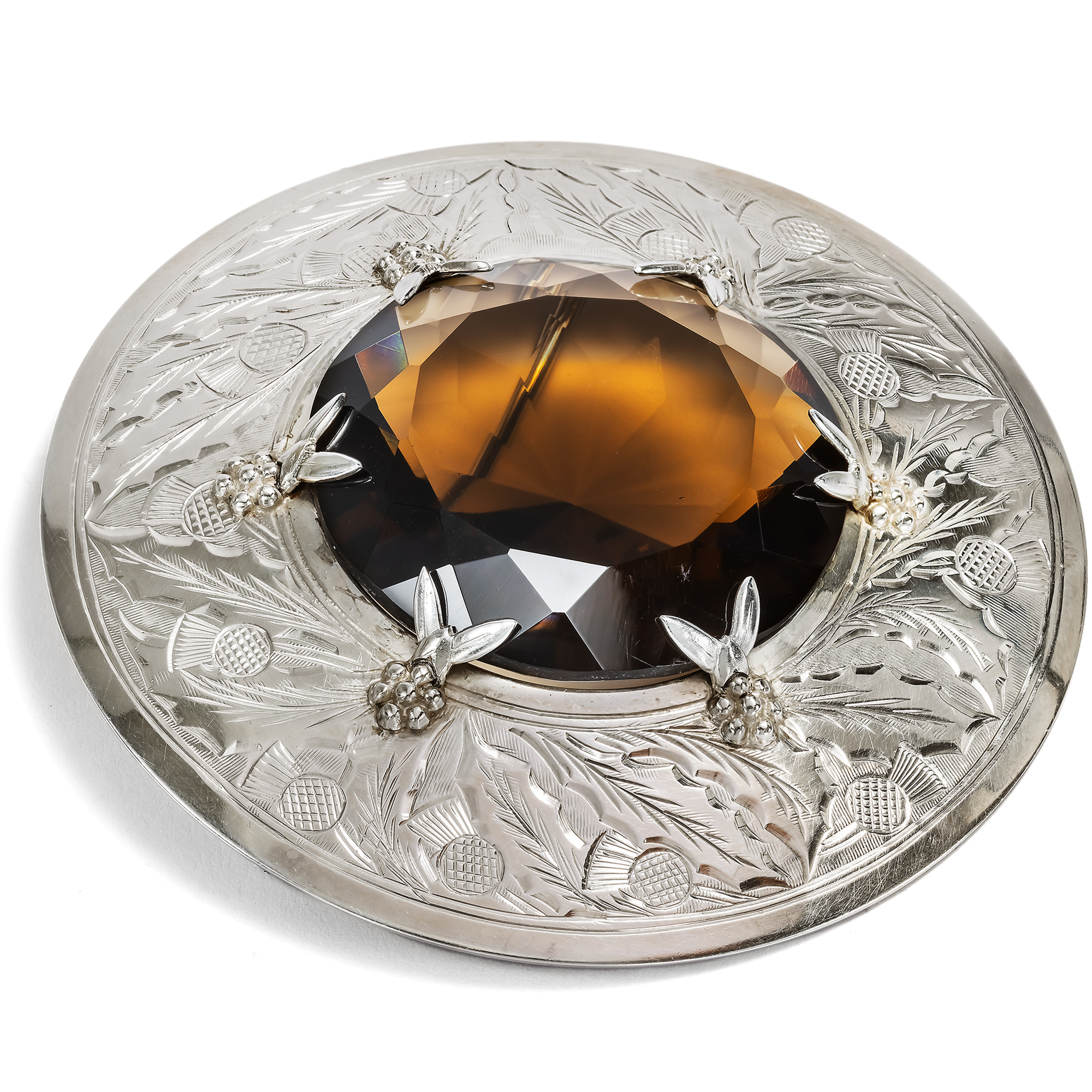 Large Vintage Scottish Style Brooch in Silver, Birmingham 1948 Large Vintage Scottish Style Brooch in Silver, Birmingham 1948