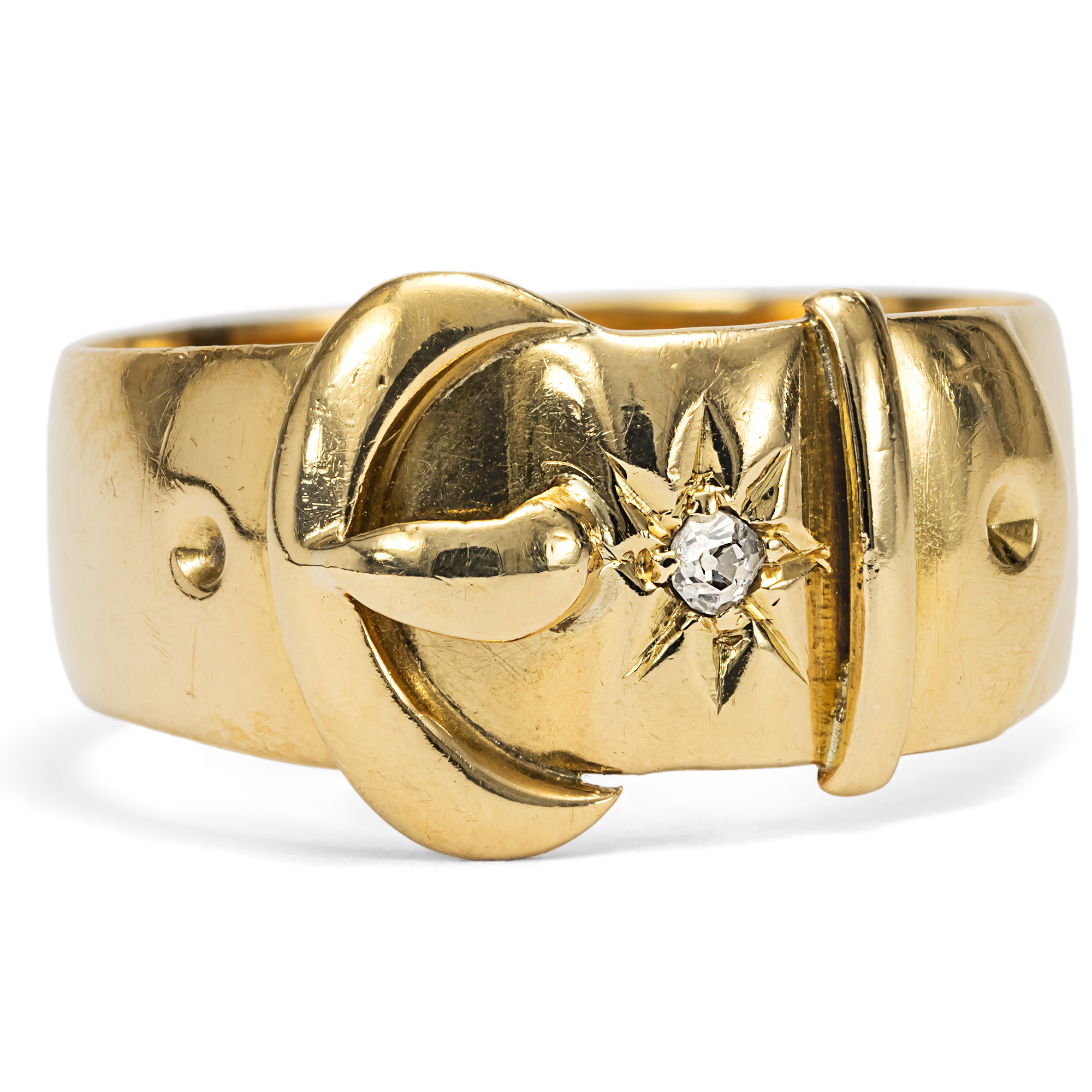 Viktorianischer Gürtelring aus hochkarätigem Gold mit Diamant, London 1890 Viktorianischer Gürtelring aus hochkarätigem Gold mit Diamant, London 1890