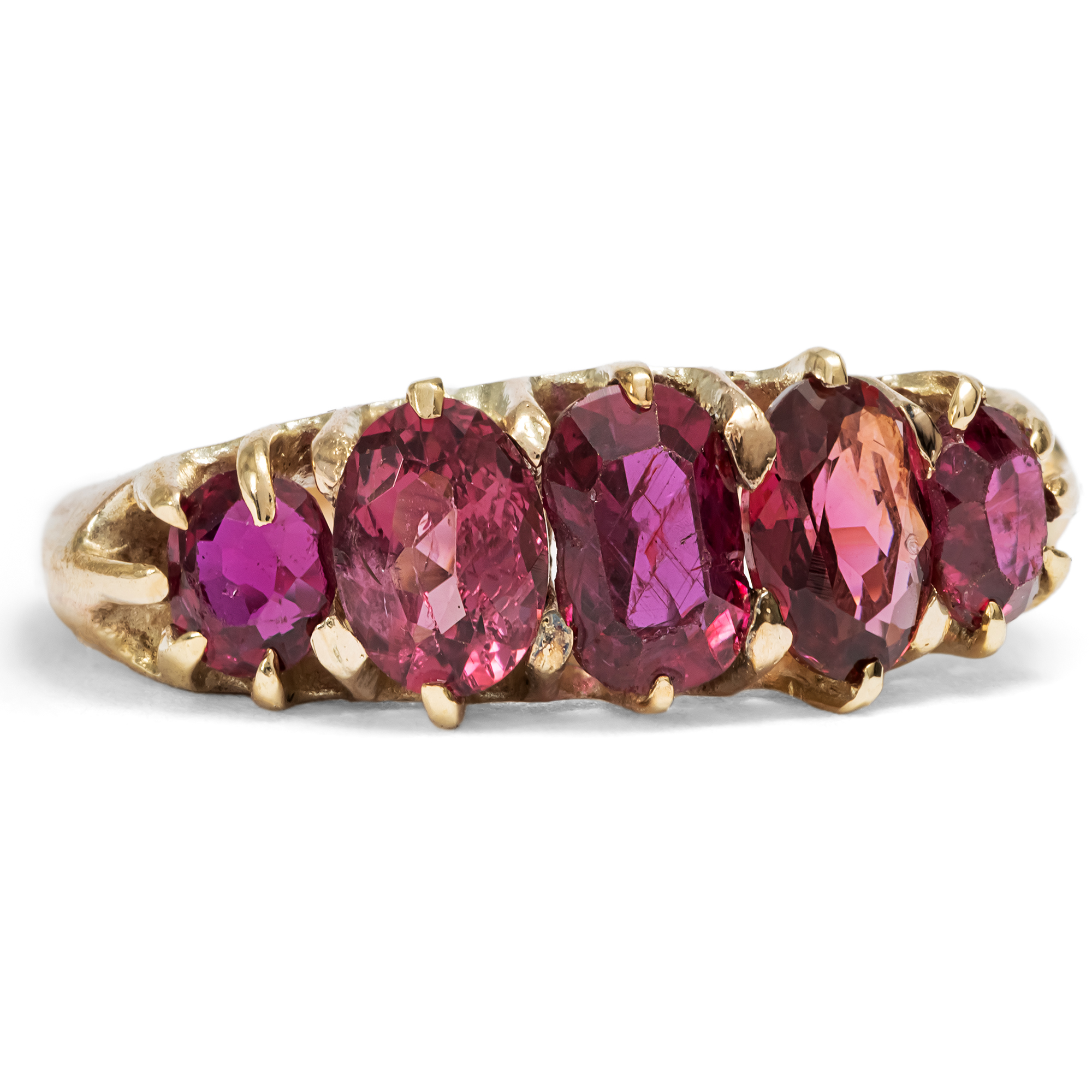 Ungewöhnlicher Ring mit Rubinen & Spinellen in Gold, England um 1890 Ungewöhnlicher Ring mit Rubinen & Spinellen in Gold, England um 1890