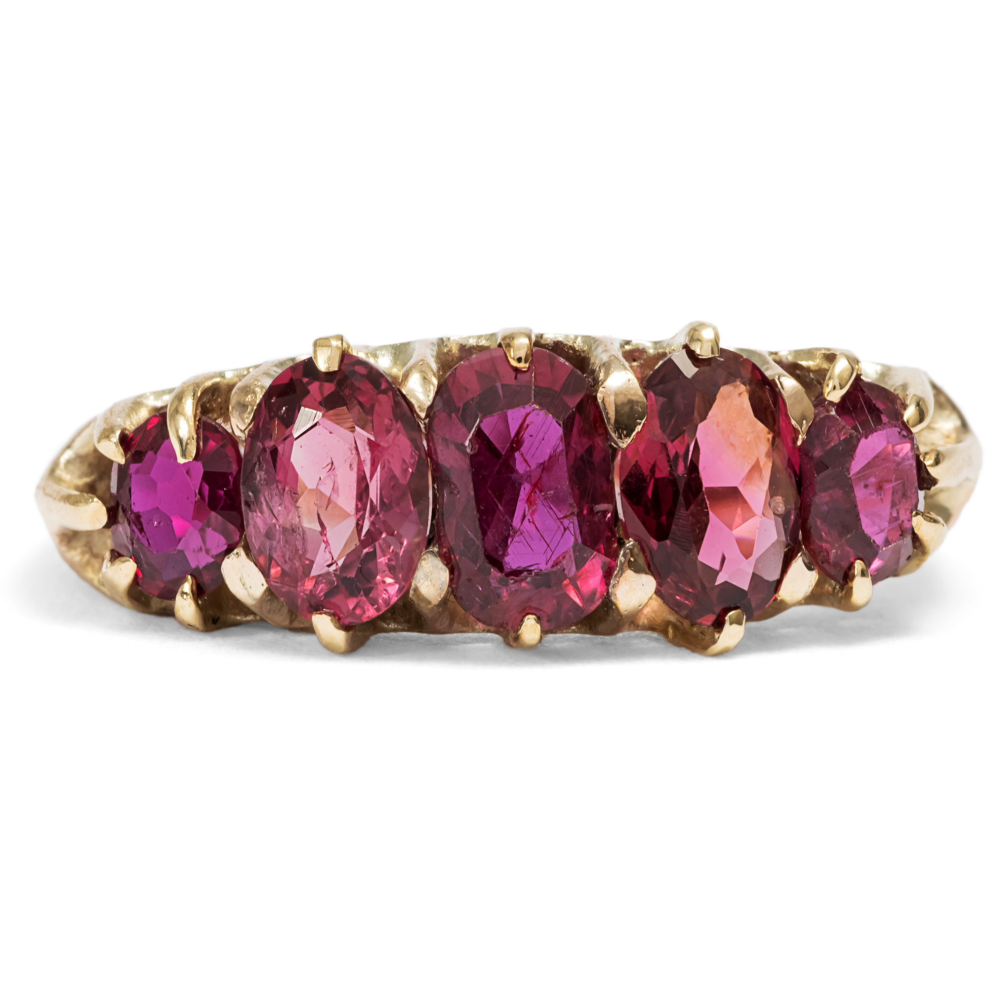 Ungewöhnlicher Ring mit Rubinen & Spinellen in Gold, England um 1890 Ungewöhnlicher Ring mit Rubinen & Spinellen in Gold, England um 1890