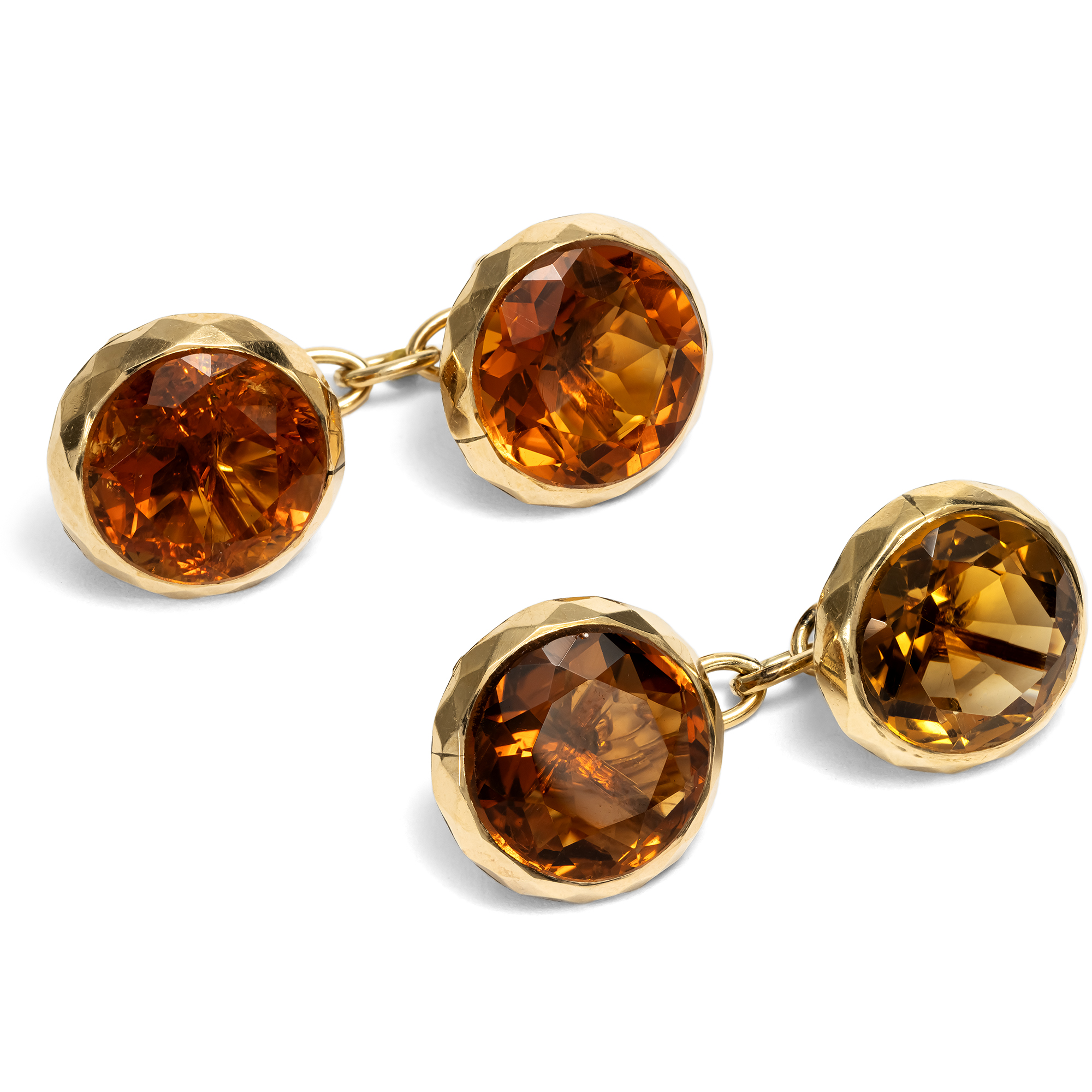Stilvolle Manschettenknöpfe mit Citrinen in Gold, England um 1920 Stilvolle Manschettenknöpfe mit Citrinen in Gold, England um 1920