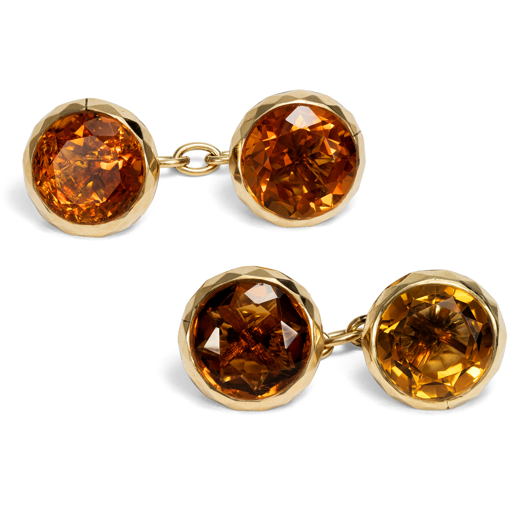 Stilvolle Manschettenknöpfe mit Citrinen in Gold, England um 1920 Stilvolle Manschettenknöpfe mit Citrinen in Gold, England um 1920