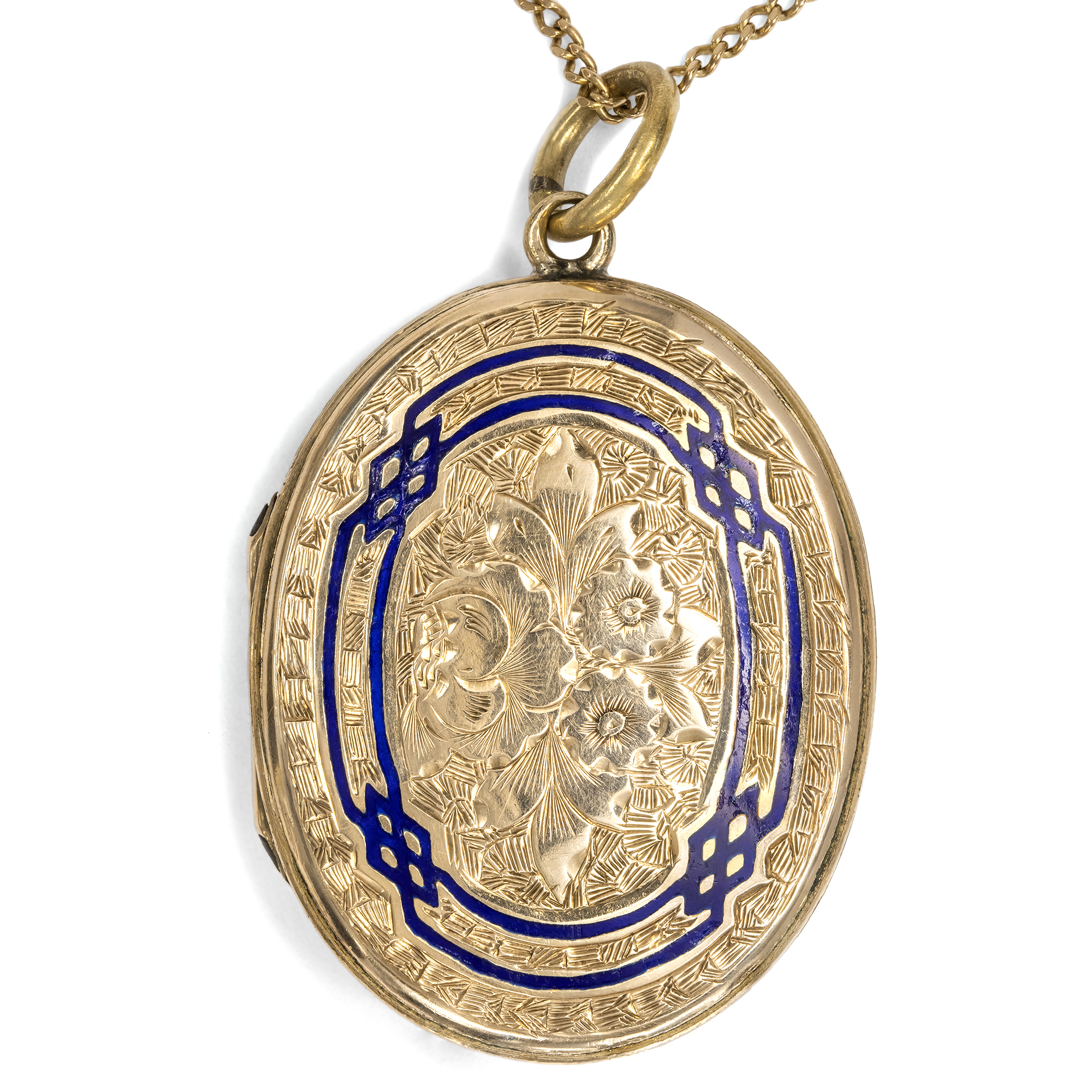 Victorian "Back & Front" Locket wieth Blue Enamel, c. 1890 Victorian "Back & Front" Locket wieth Blue Enamel, c. 1890