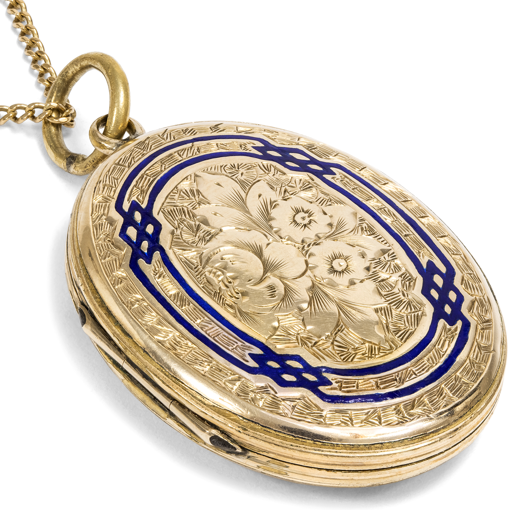 Victorian "Back & Front" Locket wieth Blue Enamel, c. 1890 Victorian "Back & Front" Locket wieth Blue Enamel, c. 1890