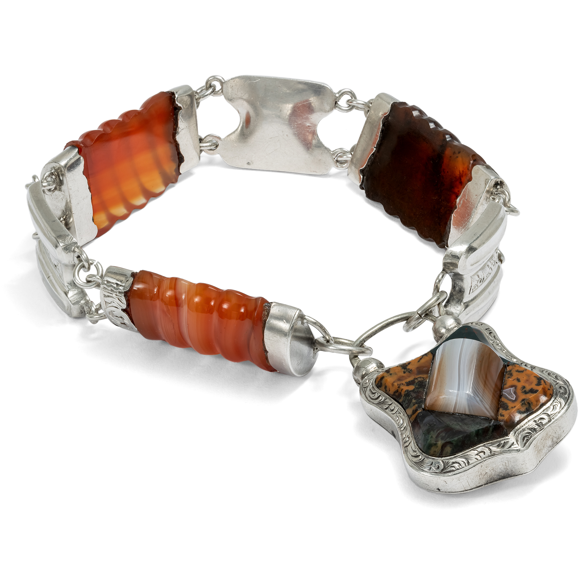 Schottisches Armband mit Achaten in Silber, um 1880 Schottisches Armband mit Achaten in Silber, um 1880