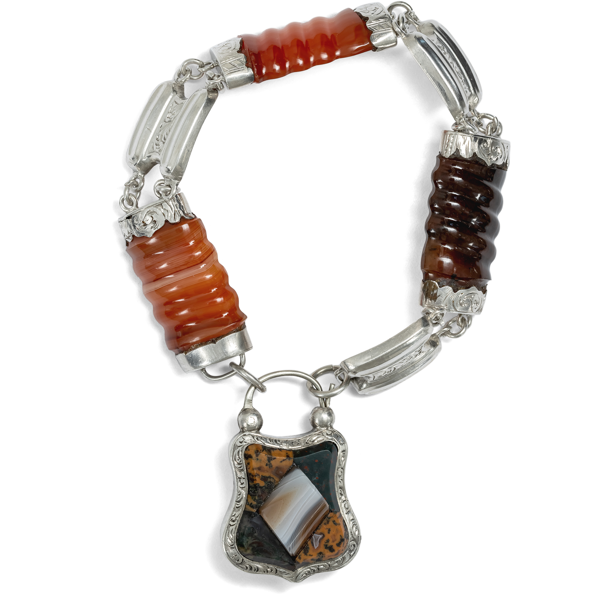Schottisches Armband mit Achaten in Silber, um 1880 Schottisches Armband mit Achaten in Silber, um 1880