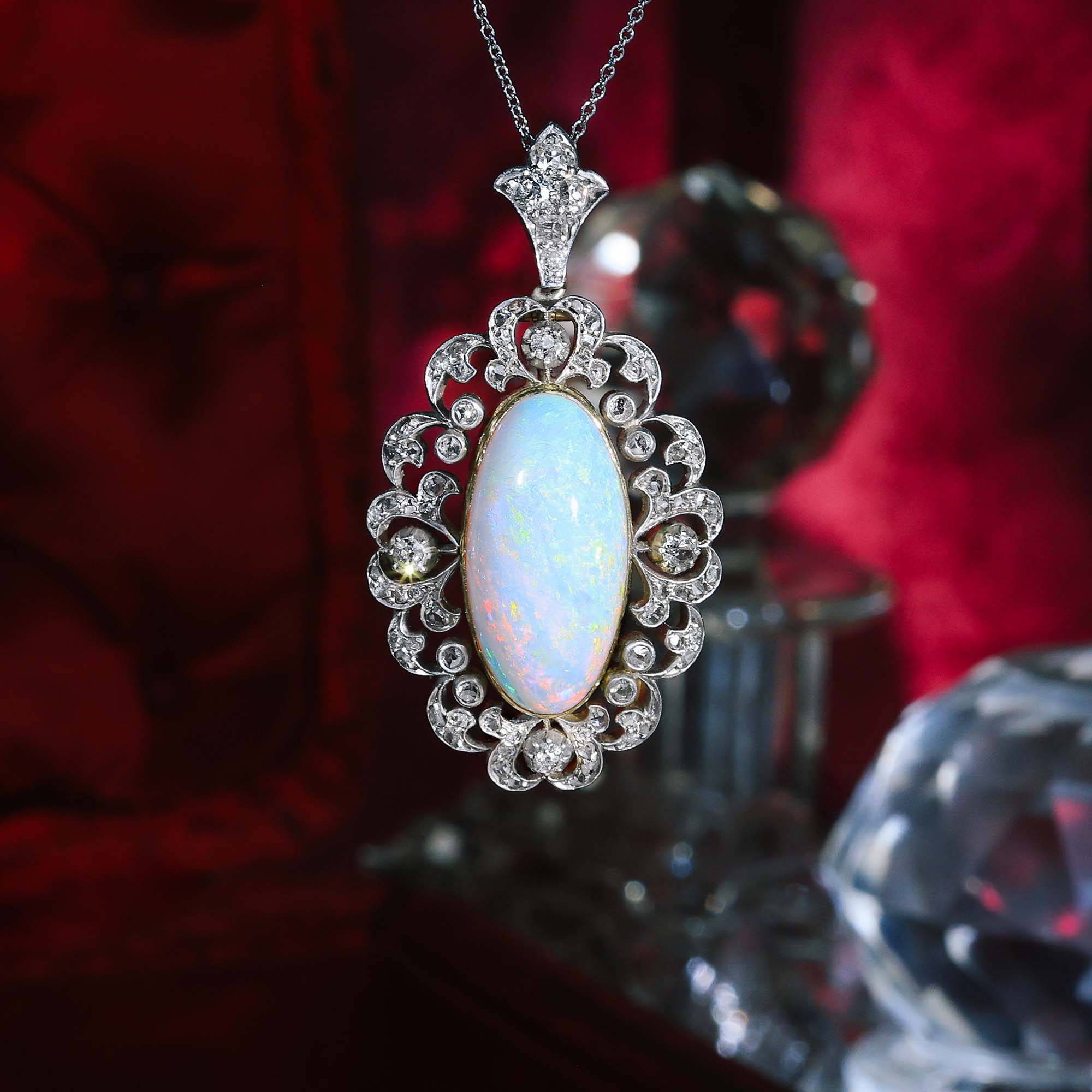 Magnificent Belle Époque Opal and Diamond Pendant, c. 1900 Magnificent Belle Époque Opal and Diamond Pendant, c. 1900