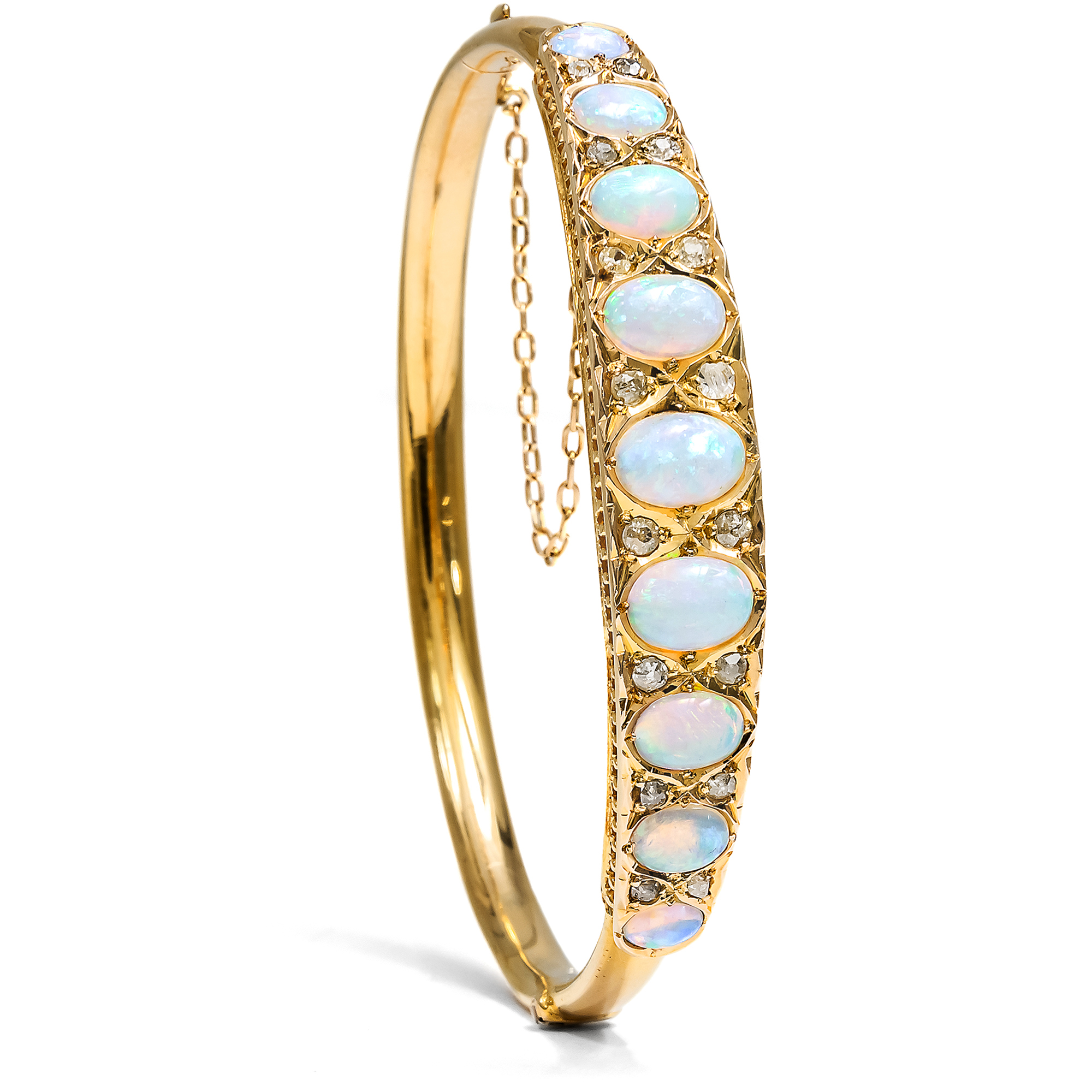 Eleganter Armreif aus Gold mit Opalen & Diamanten, um 1910 Eleganter Armreif aus Gold mit Opalen & Diamanten, um 1910