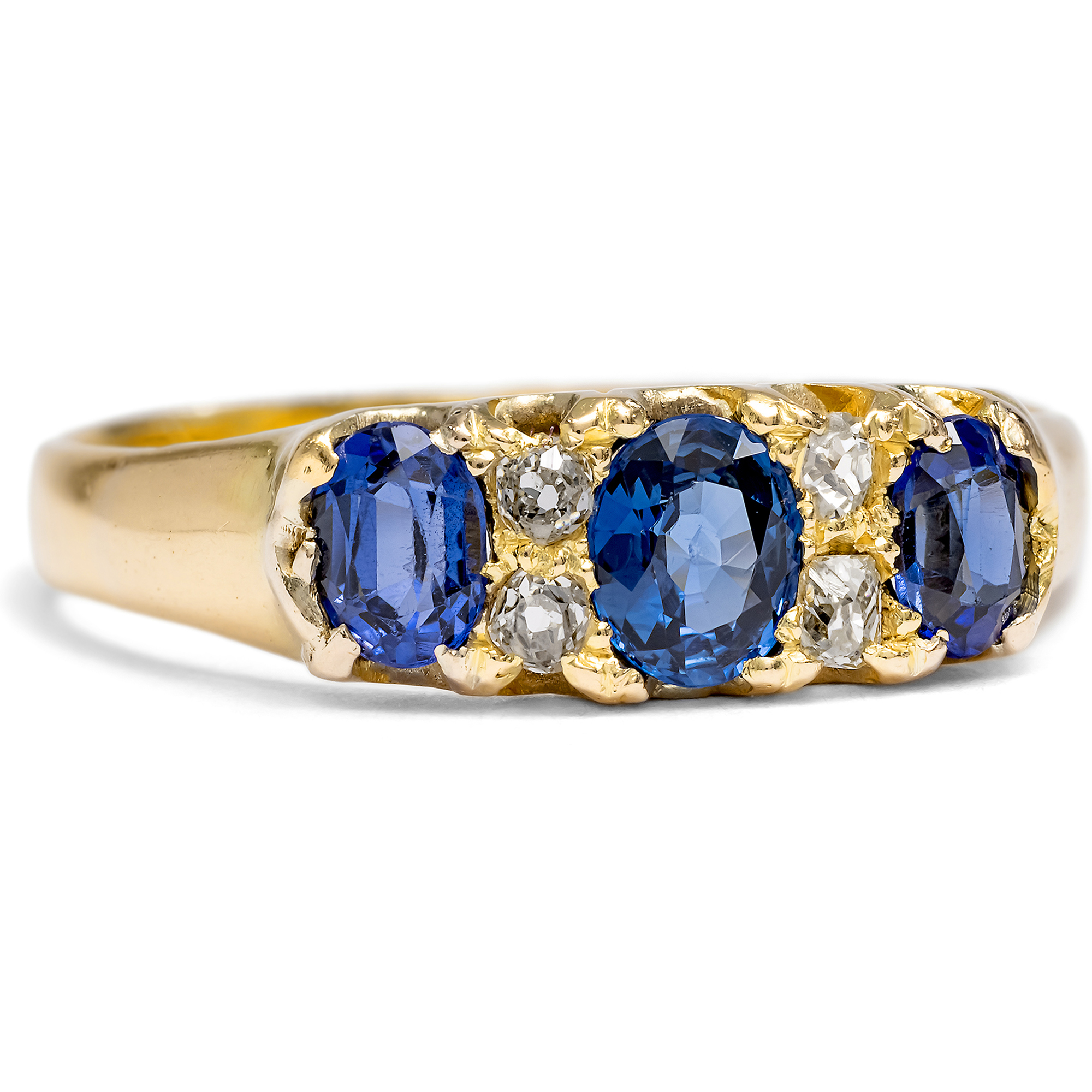 Viktorianischer Ring aus Gold mit Saphiren & Diamanten, datiert 1873 Viktorianischer Ring aus Gold mit Saphiren & Diamanten, datiert 1873