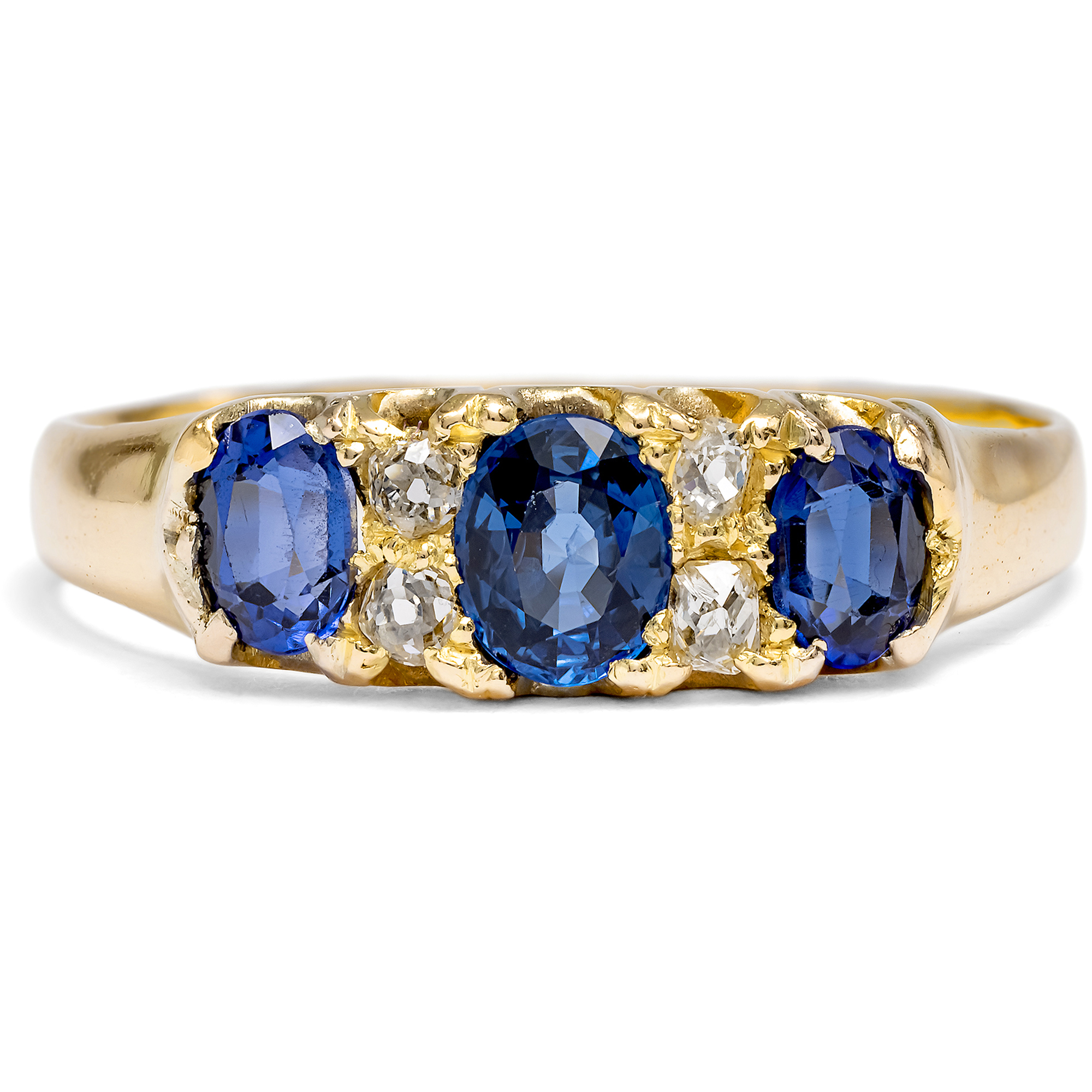 Viktorianischer Ring aus Gold mit Saphiren & Diamanten, datiert 1873 Viktorianischer Ring aus Gold mit Saphiren & Diamanten, datiert 1873
