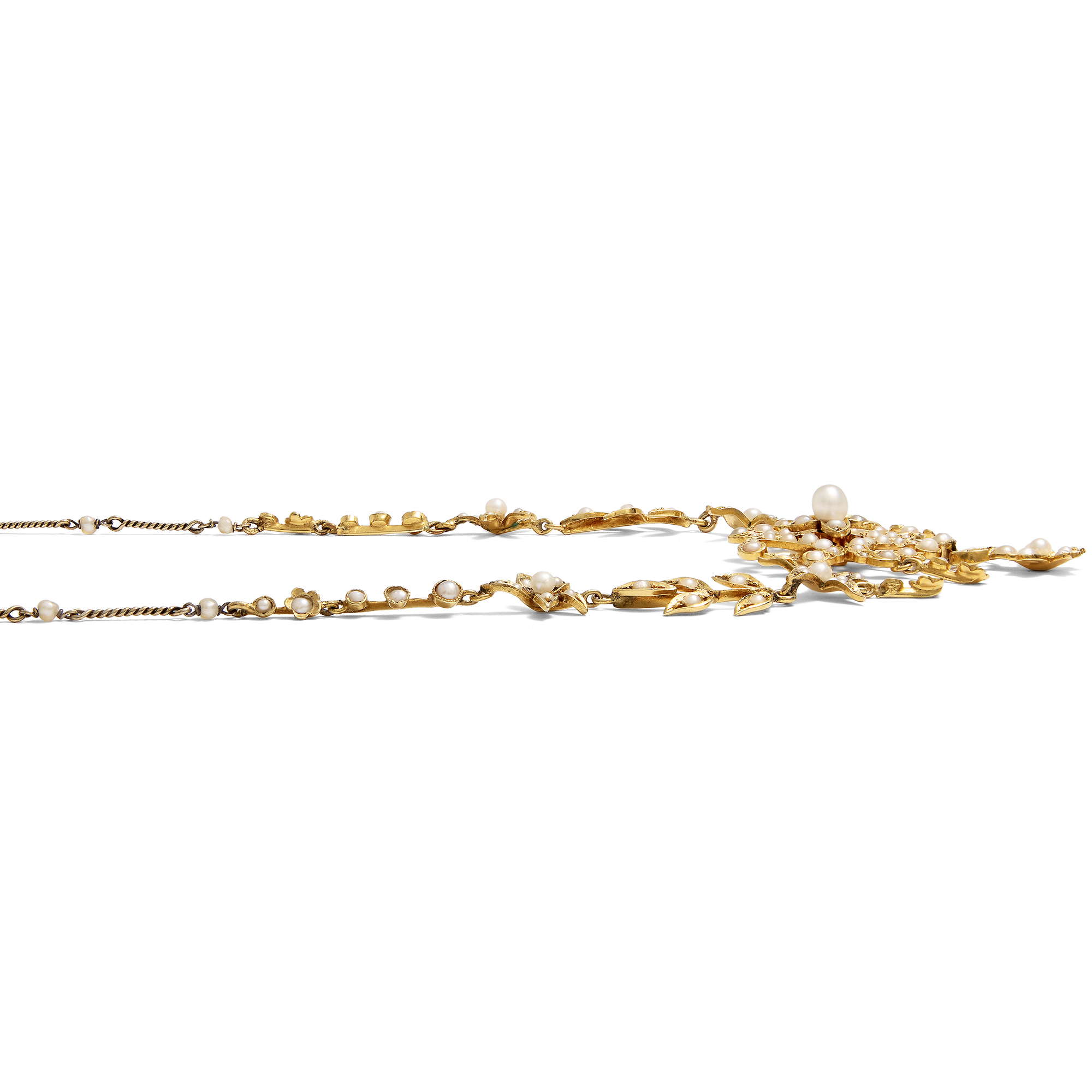 Zierliches antikes „Necklet“ mit Perlen in Gold, Großbritannien um 1900 Zierliches antikes „Necklet“ mit Perlen in Gold, Großbritannien um 1900
