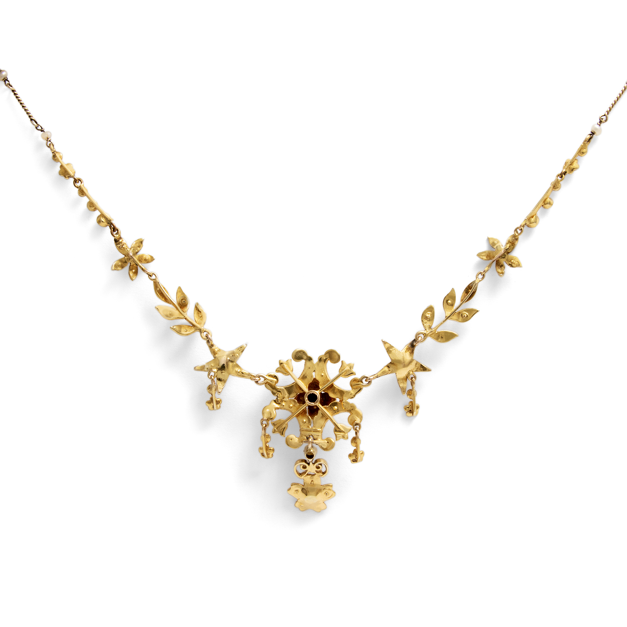 Zierliches antikes „Necklet“ mit Perlen in Gold, Großbritannien um 1900 Zierliches antikes „Necklet“ mit Perlen in Gold, Großbritannien um 1900