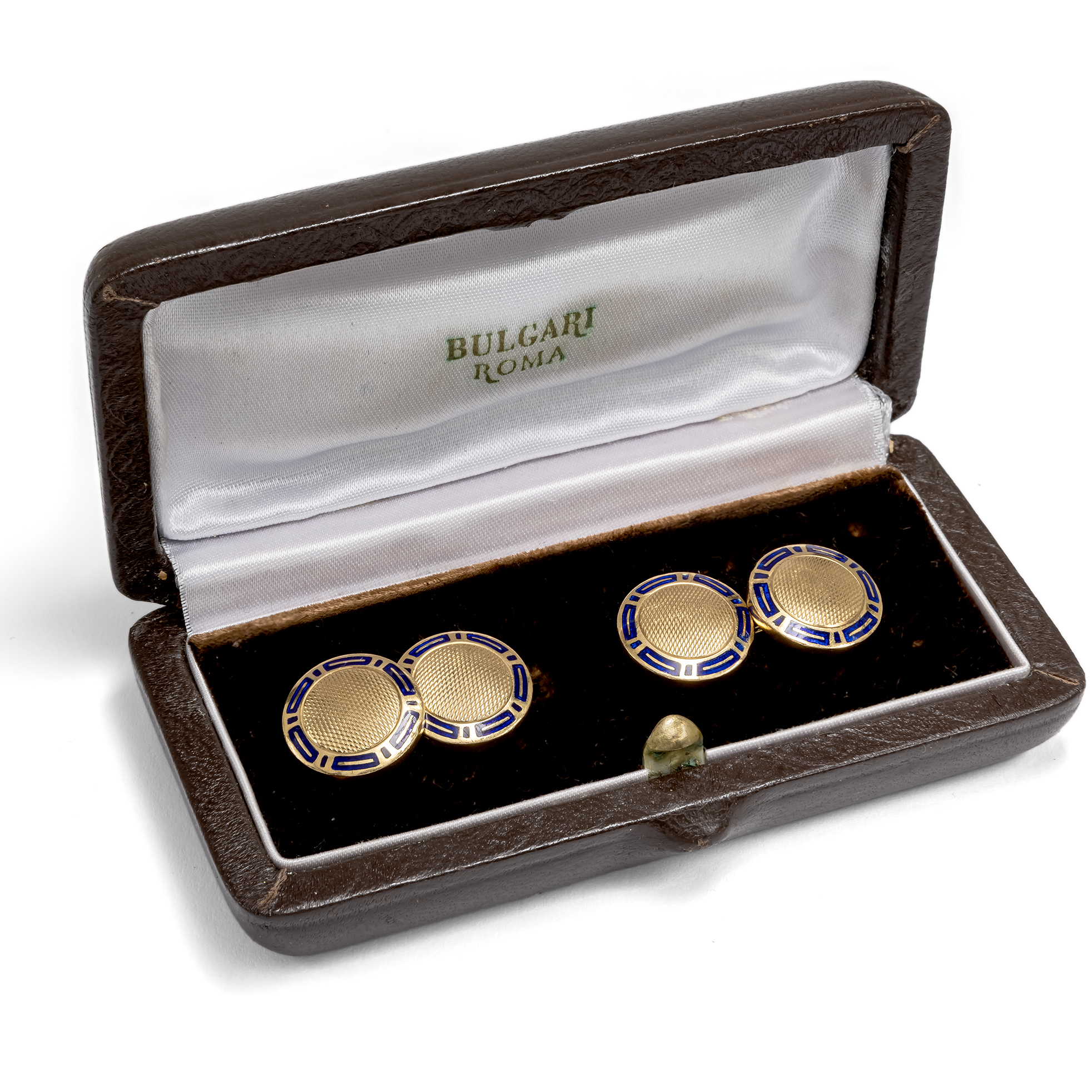 Hochwertige vintage Manschettenknöpfe aus Gold mit Email von Bulgari, Rom um 1985 Hochwertige vintage Manschettenknöpfe aus Gold mit Email von Bulgari, Rom um 1985