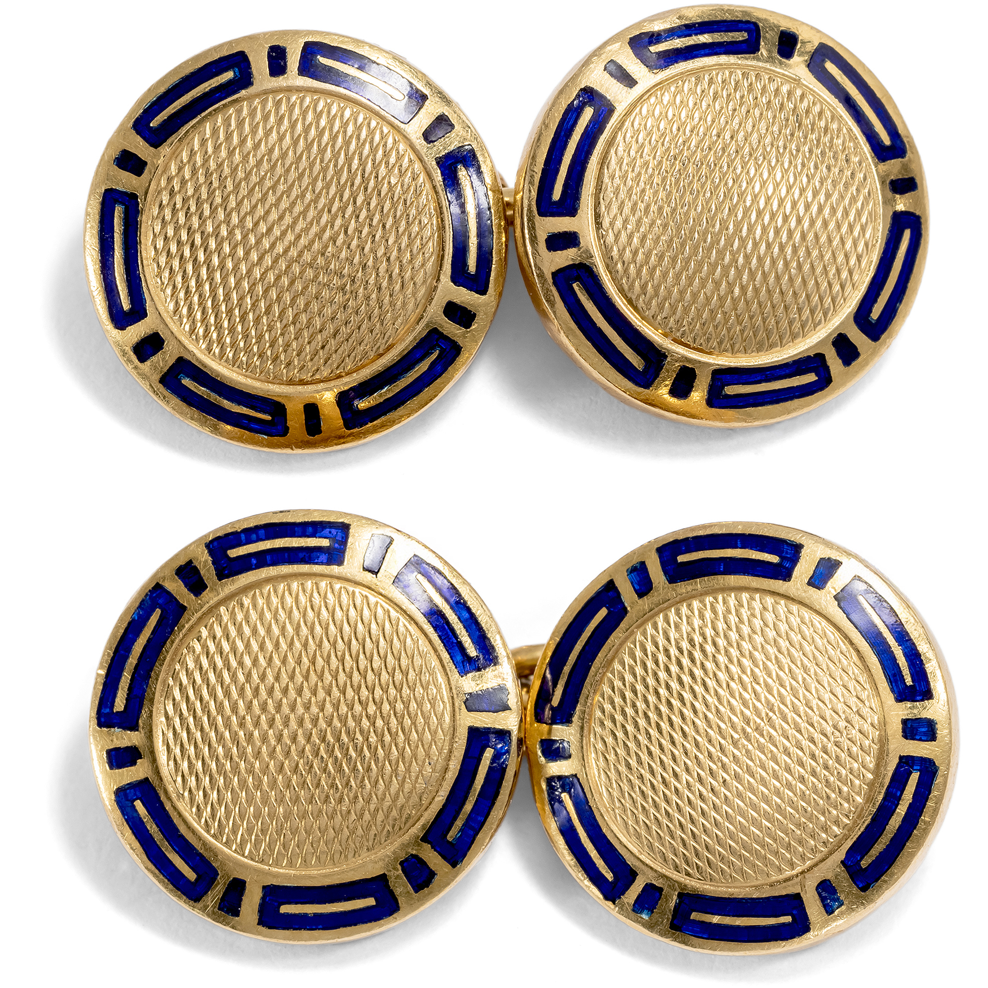 Hochwertige vintage Manschettenknöpfe aus Gold mit Email von Bulgari, Rom um 1985 Hochwertige vintage Manschettenknöpfe aus Gold mit Email von Bulgari, Rom um 1985