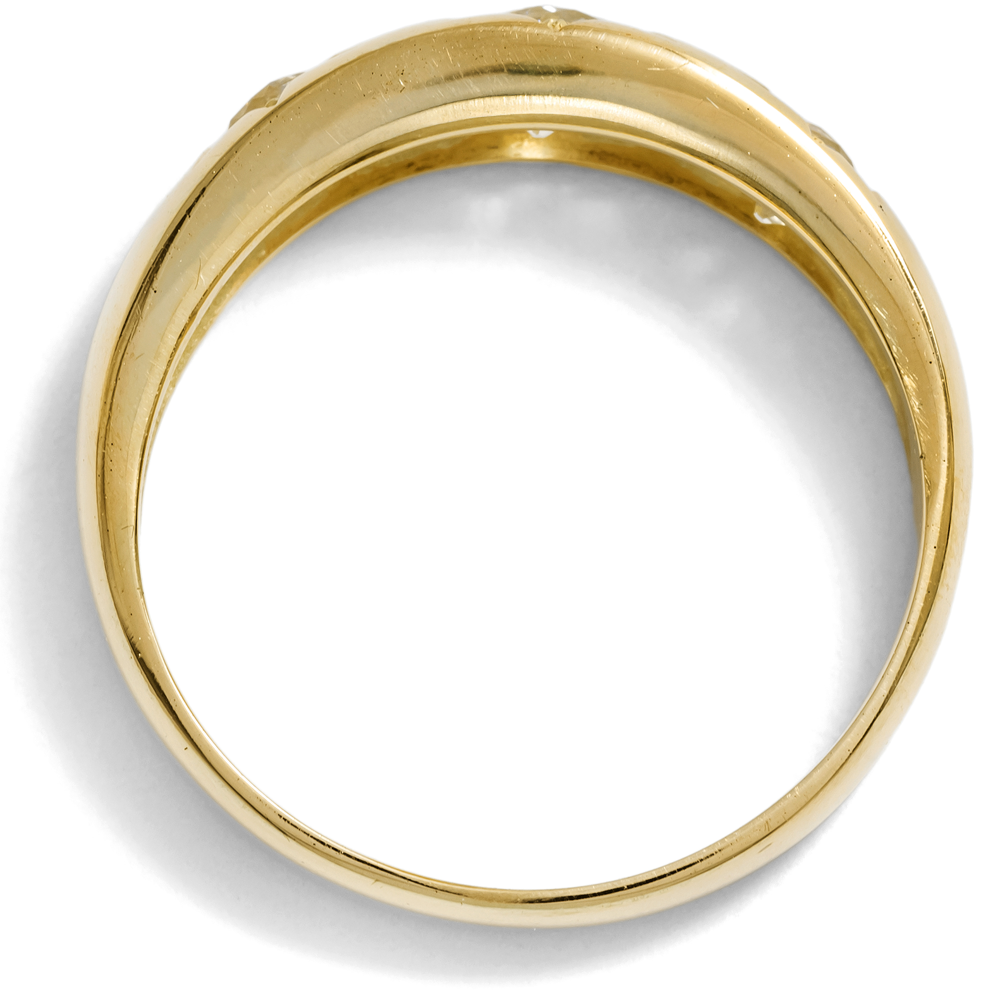 Antiker Ring mit drei Diamanten im Altschliff, Deutschland um 1890 Antiker Ring mit drei Diamanten im Altschliff, Deutschland um 1890