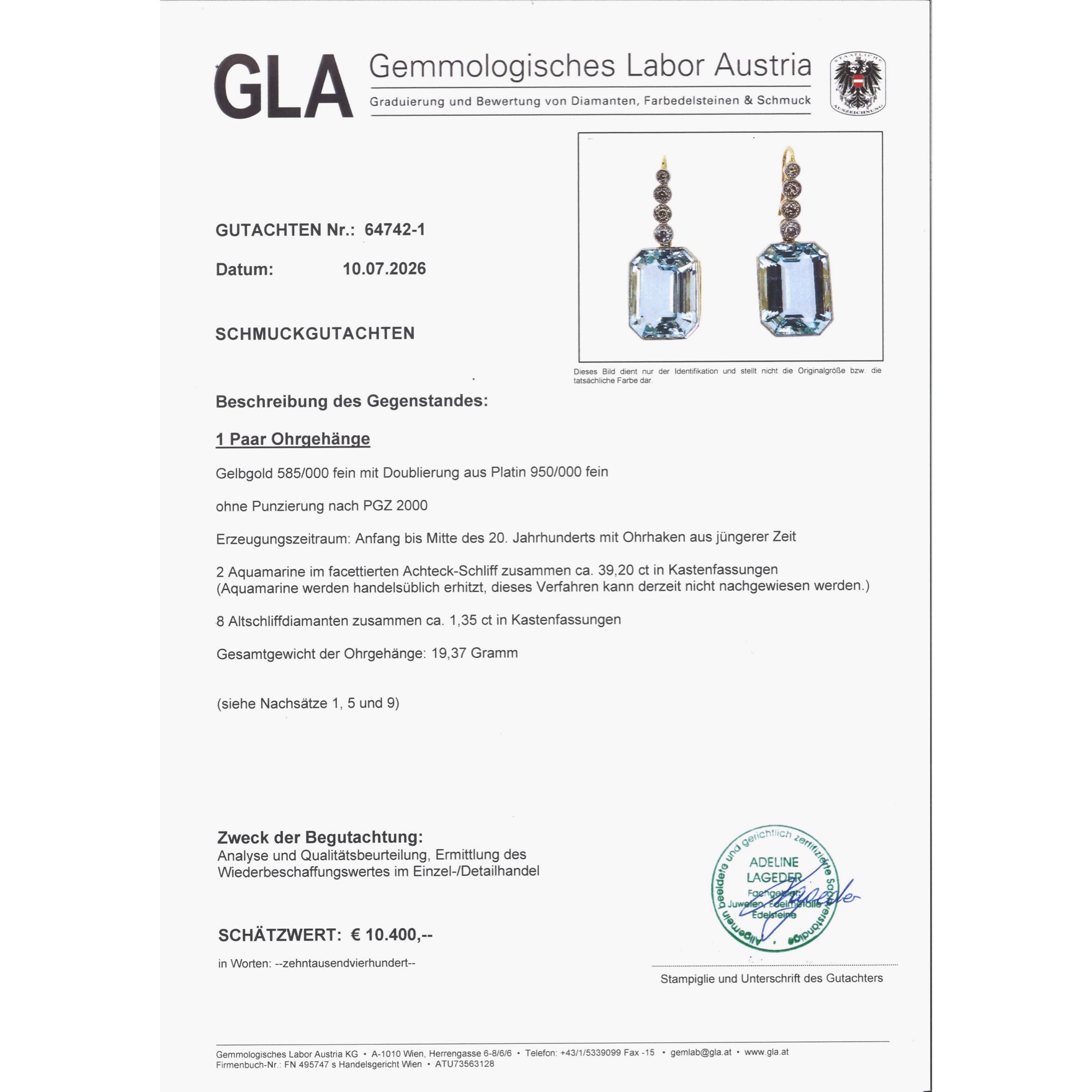 Glamouröse Ohrringe mit Diamanten & großen Aquamarinen, aus unserer Werkstatt Glamouröse Ohrringe mit Diamanten & großen Aquamarinen, aus unserer Werkstatt