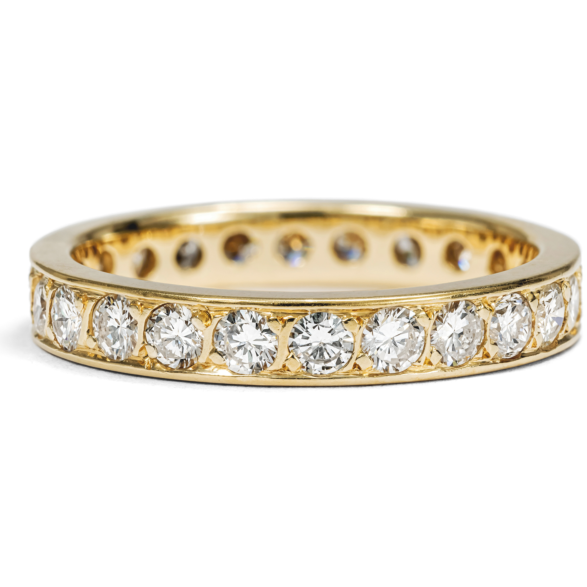 Simple Modern Memory Ring With 24 Diamonds in Gold, Circa 1990 Simple Modern Memory Ring With 24 Diamonds in Gold, Circa 1990