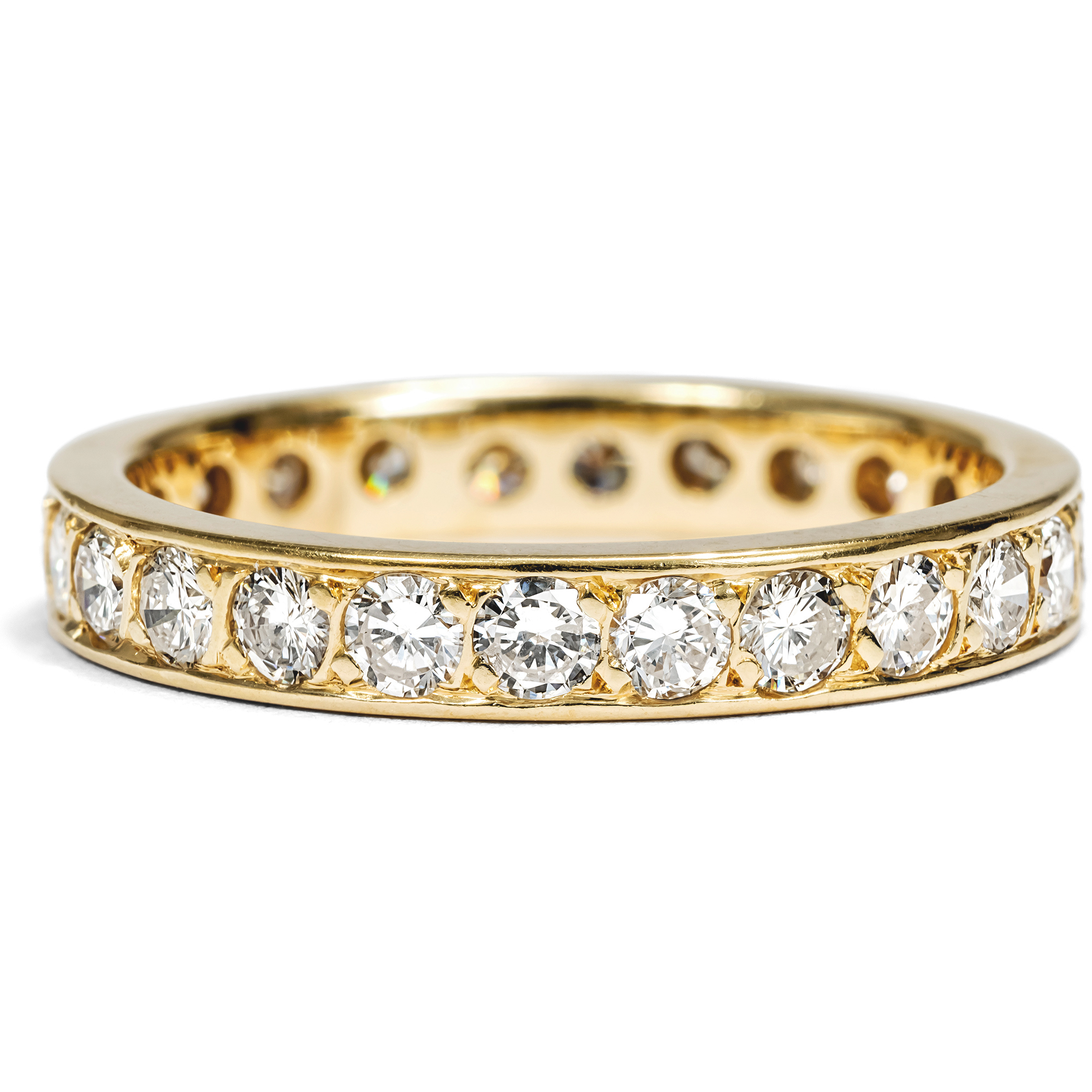 Simple Modern Memory Ring With 24 Diamonds in Gold, Circa 1990 Simple Modern Memory Ring With 24 Diamonds in Gold, Circa 1990