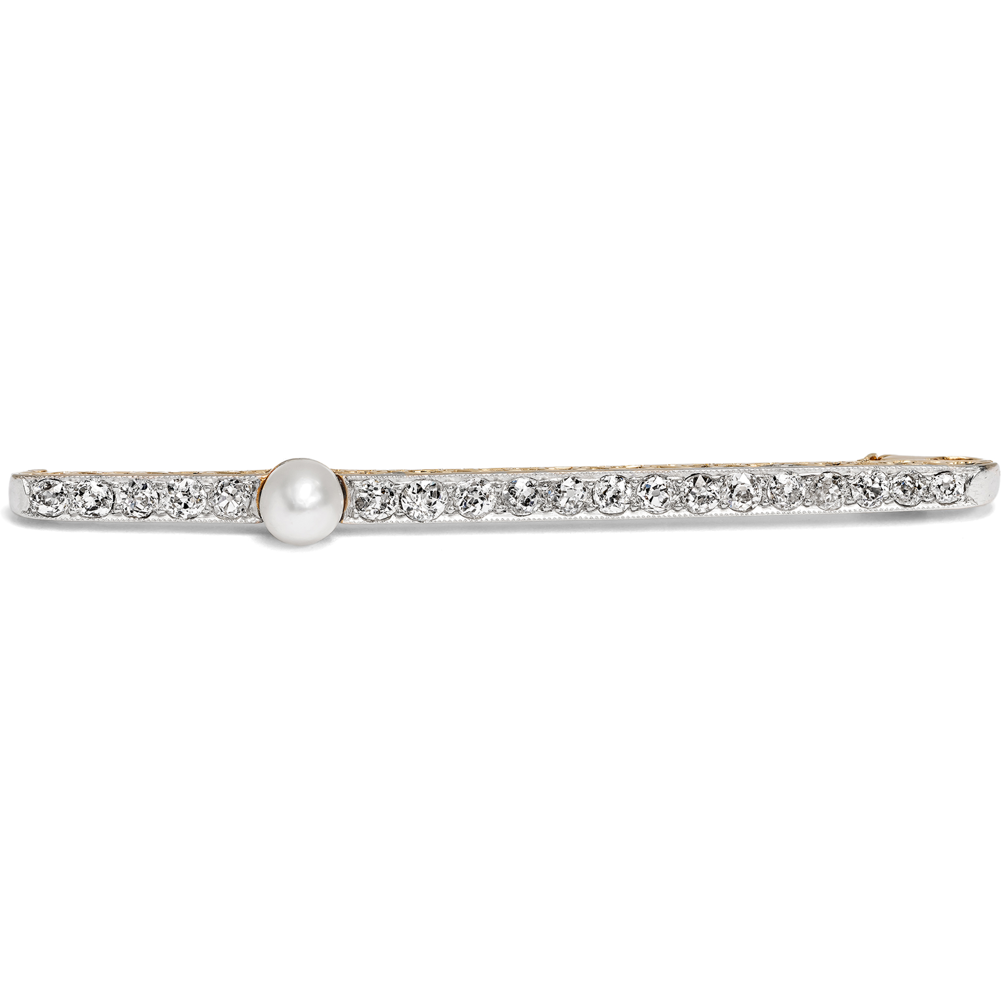Elegant Diamond and Natural Pearl Safety Pin, c. 1910 Elegant Diamond and Natural Pearl Safety Pin, c. 1910